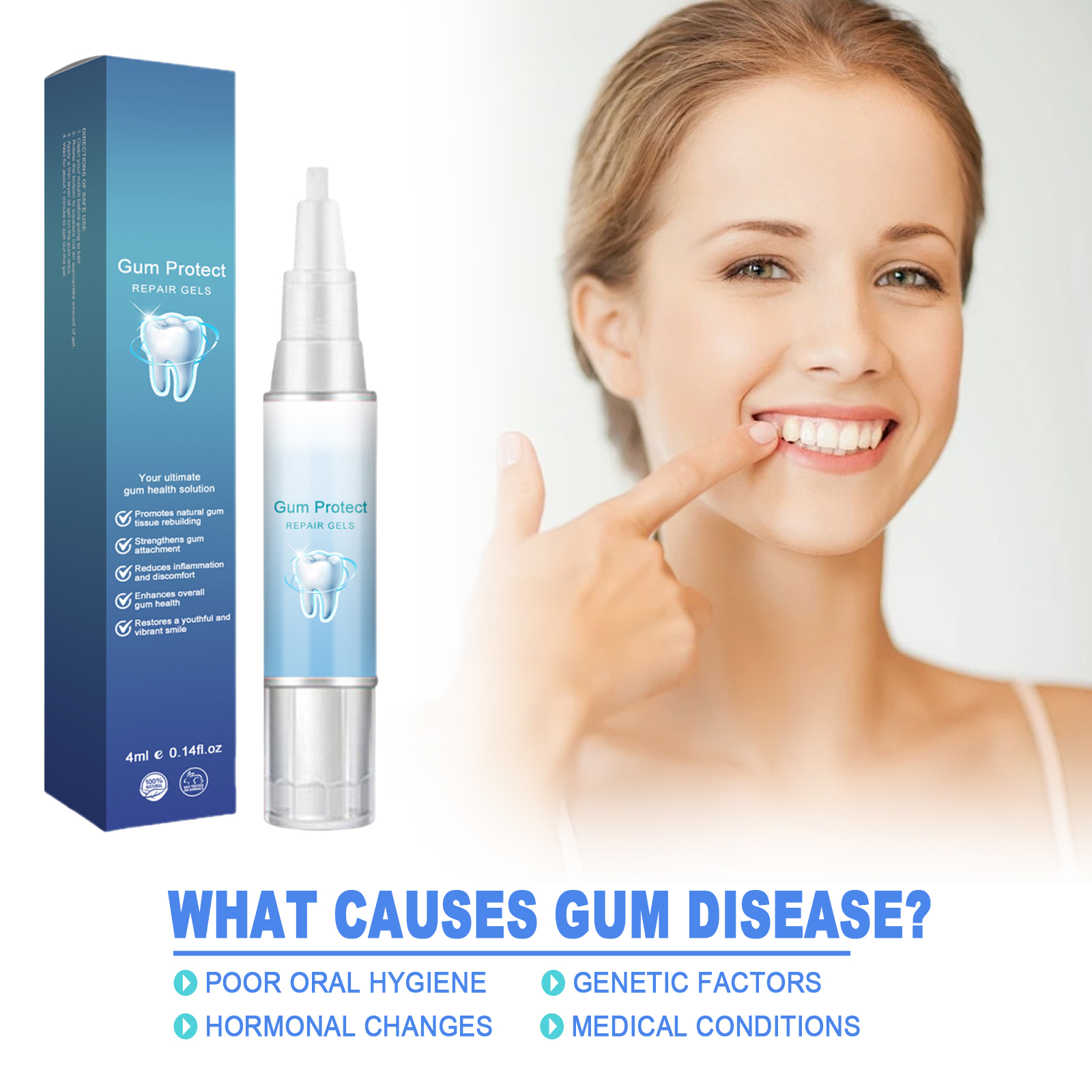 Gum Repair Gel Rebuilding Strengthen Whiten Remove Breath Inflammation Oral Tooth Bad Protect Anti Gingival Stains Recessio
