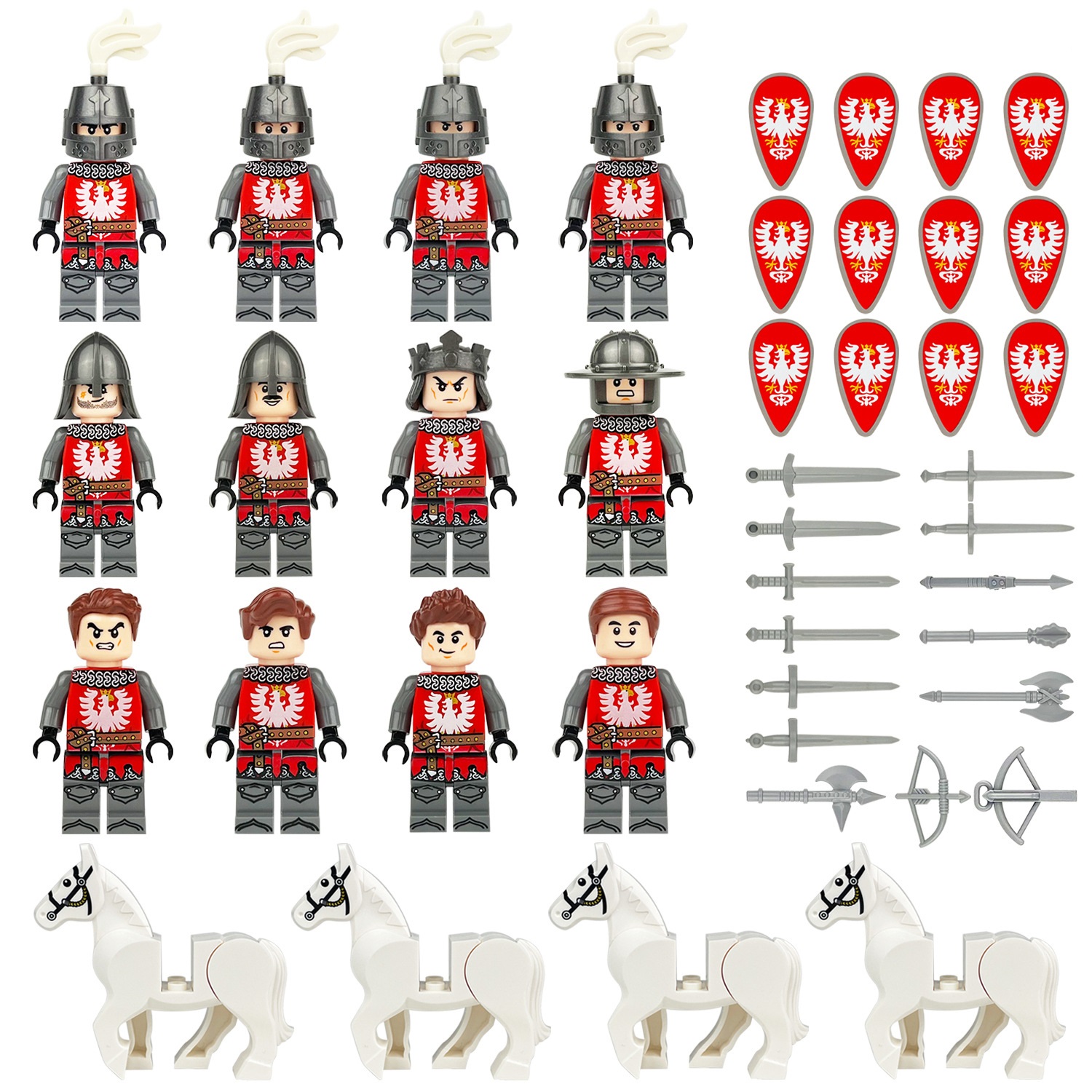 Soldiers Toys Mini Figures Medieval European Cavalry Knights Building Blocks Strategy Game Gift for Kid Collectible Series
