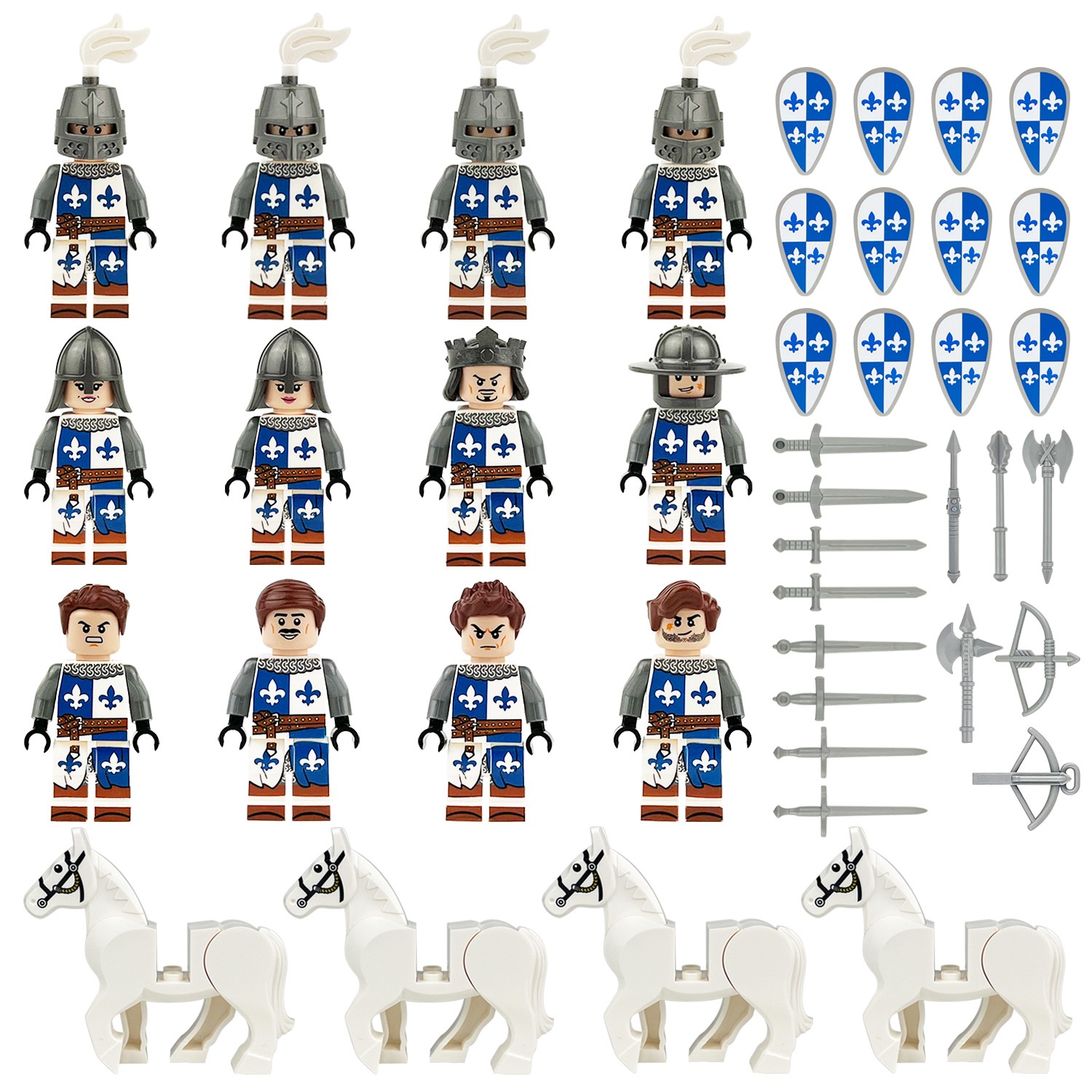 (Style A) Soldiers Toys Mini Figures Medieval European Cavalry Knights Building Blocks Strategy Game Gift for Kid Collectible Series