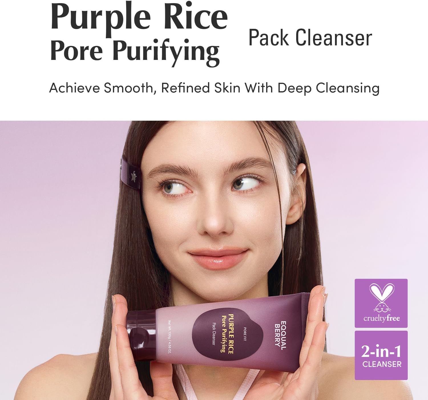 EQQUALBERRY Purple Rice Pore Purifying Cleanser Dual-Use Clay Mask Foam Cleanser Deep Cleansing Pore Care Skin Prep AHA BHA PHA Korean SkincareGlass Skin 130g
