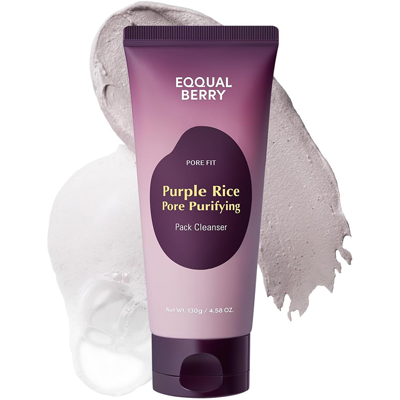 EQQUALBERRY Purple Rice Pore Purifying Cleanser Dual-Use Clay Mask Foam Cleanser Deep Cleansing Pore Care Skin Prep AHA BHA PHA Korean SkincareGlass Skin 130g