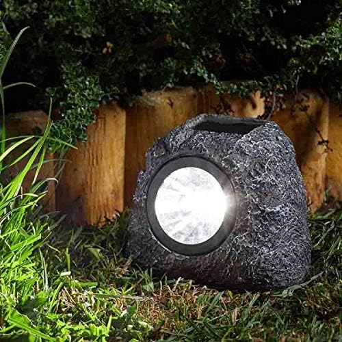 Set of Four Rock Solar Lights Super Bright Solar Powered Rock Effect Spotlights Outdoor Pathway Lighting Driveway Lights Outdoor Light Outdoor Garden