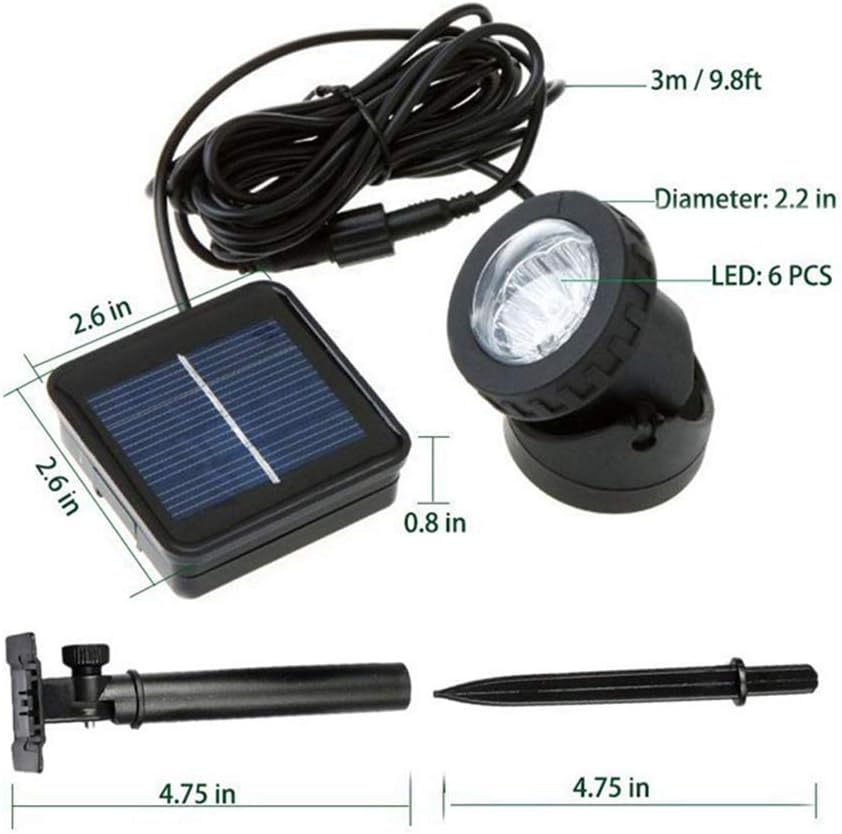 6 LED Solar Pond Lights Outdoor Waterproof Spotlights for Pool Fountain Fish Tank Garden Warm White