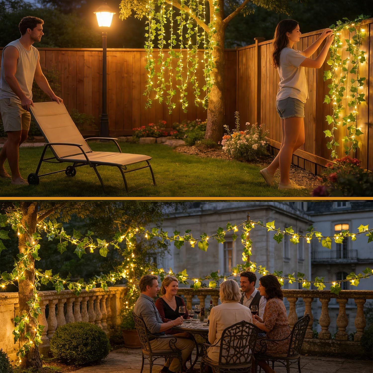 Solar String Lights 10M 100 LED Vines with Fairy Lights Solar Powered 8 Modes Artificial Ivy Waterproof Ivy Fairy Lights Ivy Garland Artificial with Lights 