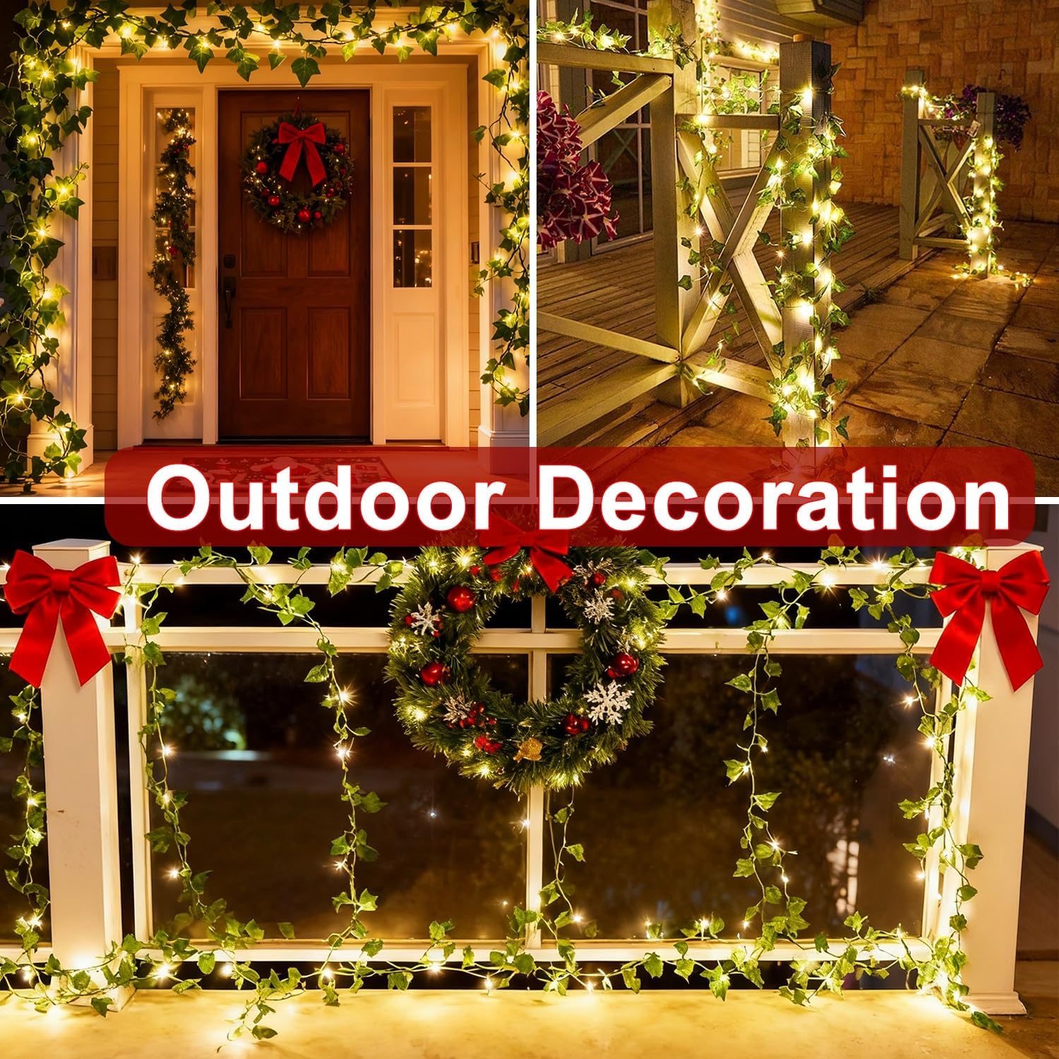 Solar String Lights 10M 100 LED Vines with Fairy Lights Solar Powered 8 Modes Artificial Ivy Waterproof Ivy Fairy Lights Ivy Garland Artificial with Lights 