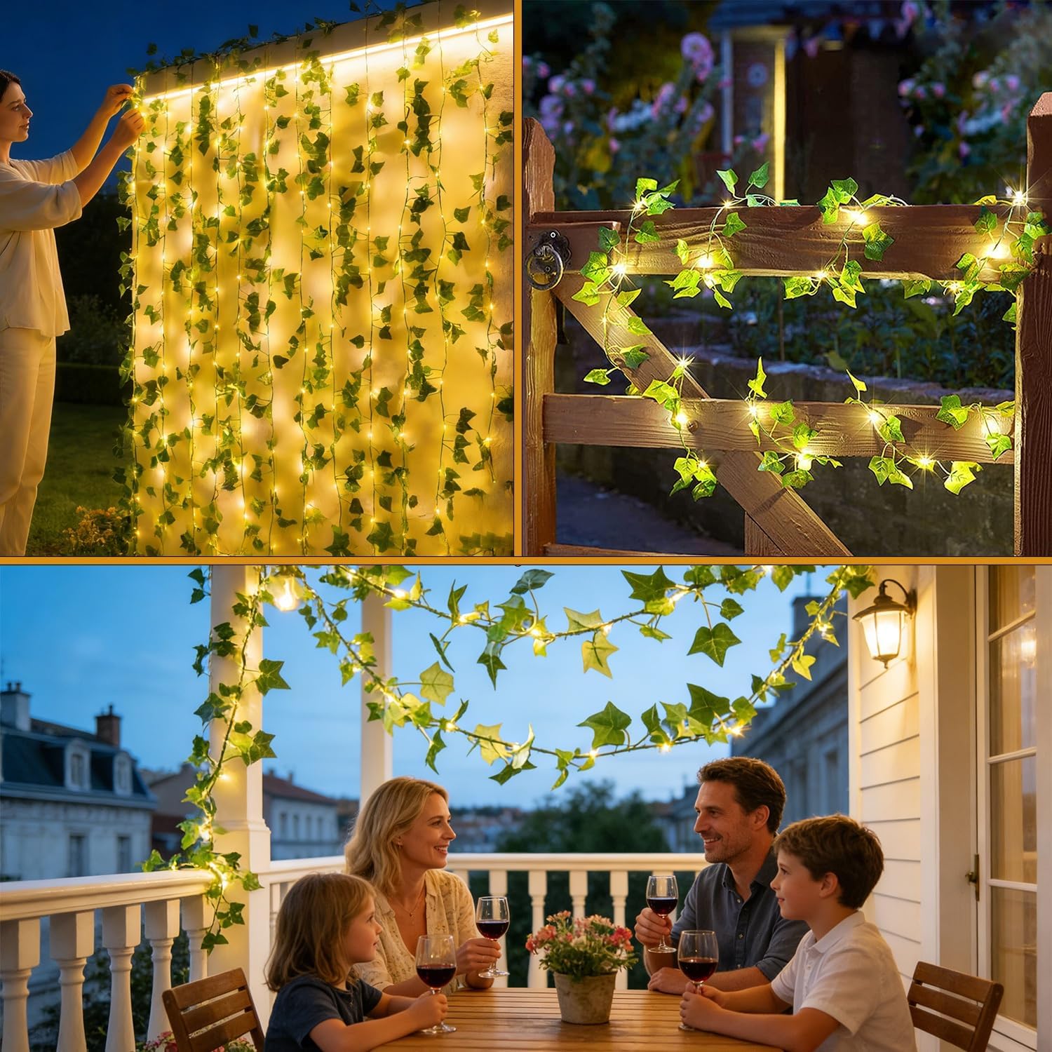 Solar String Lights 10M 100 LED Vines with Fairy Lights Solar Powered 8 Modes Artificial Ivy Waterproof Ivy Fairy Lights Ivy Garland Artificial with Lights 