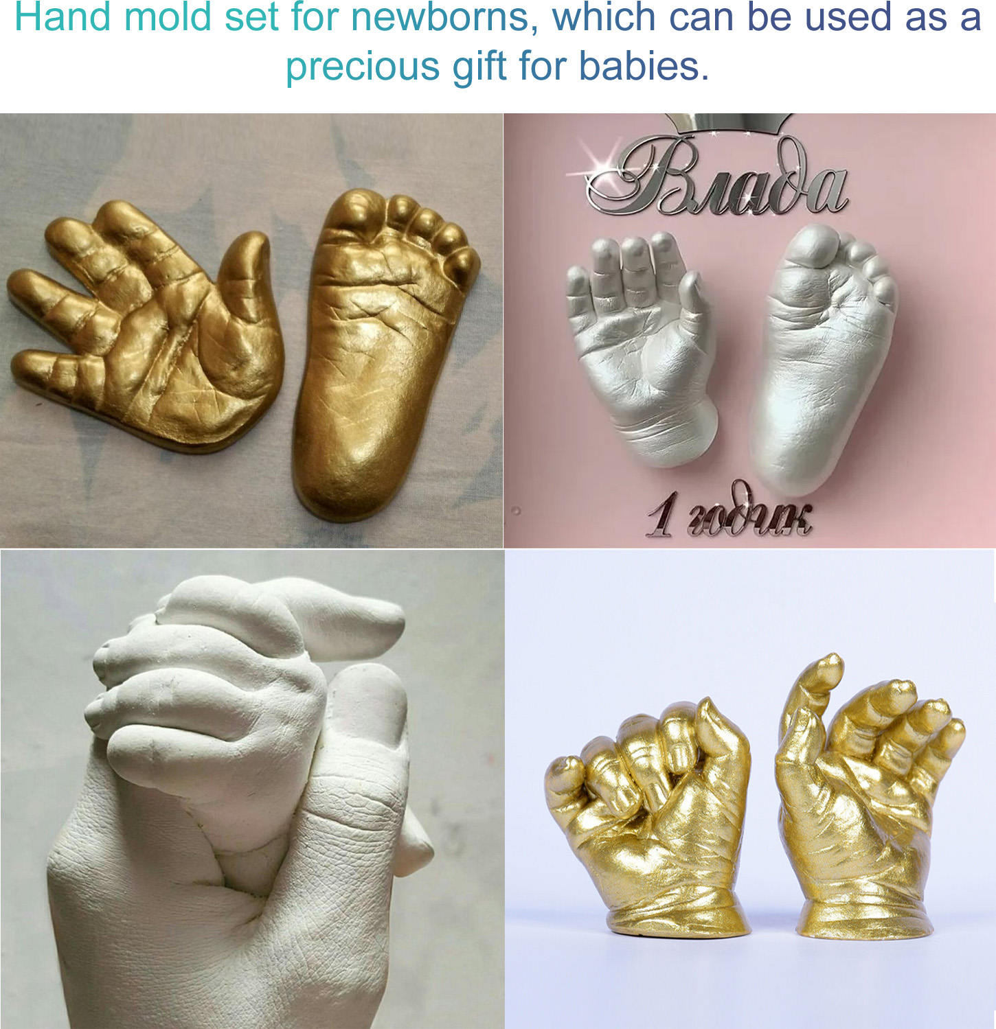 DIY Hand-cast Plaster Sculpture Souvenir Hand and Foot Impression Baby Memorial Model Sculpture Kit Couple Handmade Crafts