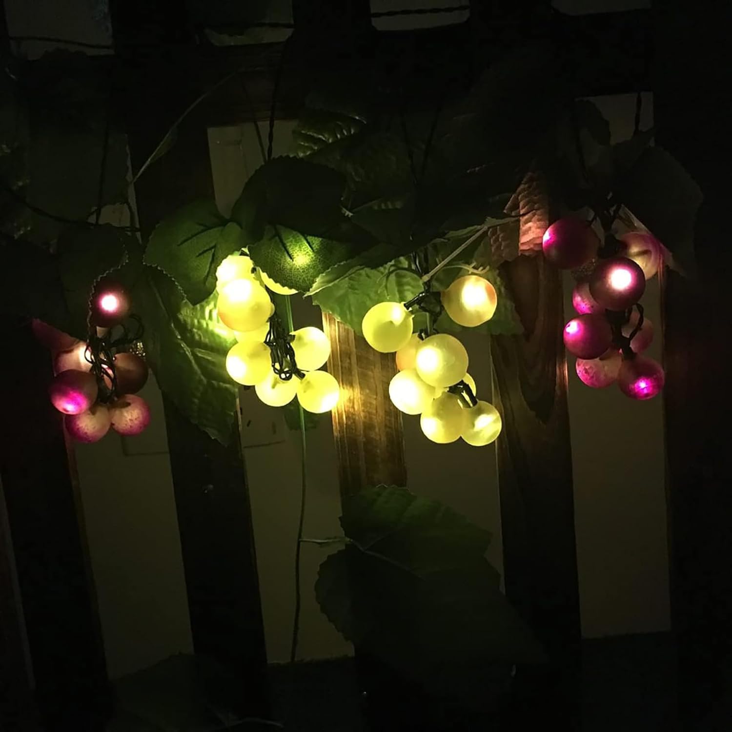 Solar Grape String Lights 80LED Artificial Fruit Fairy Vine Lamp Outdoor Waterproof Garden Fence Patio Wedding Party Warm White