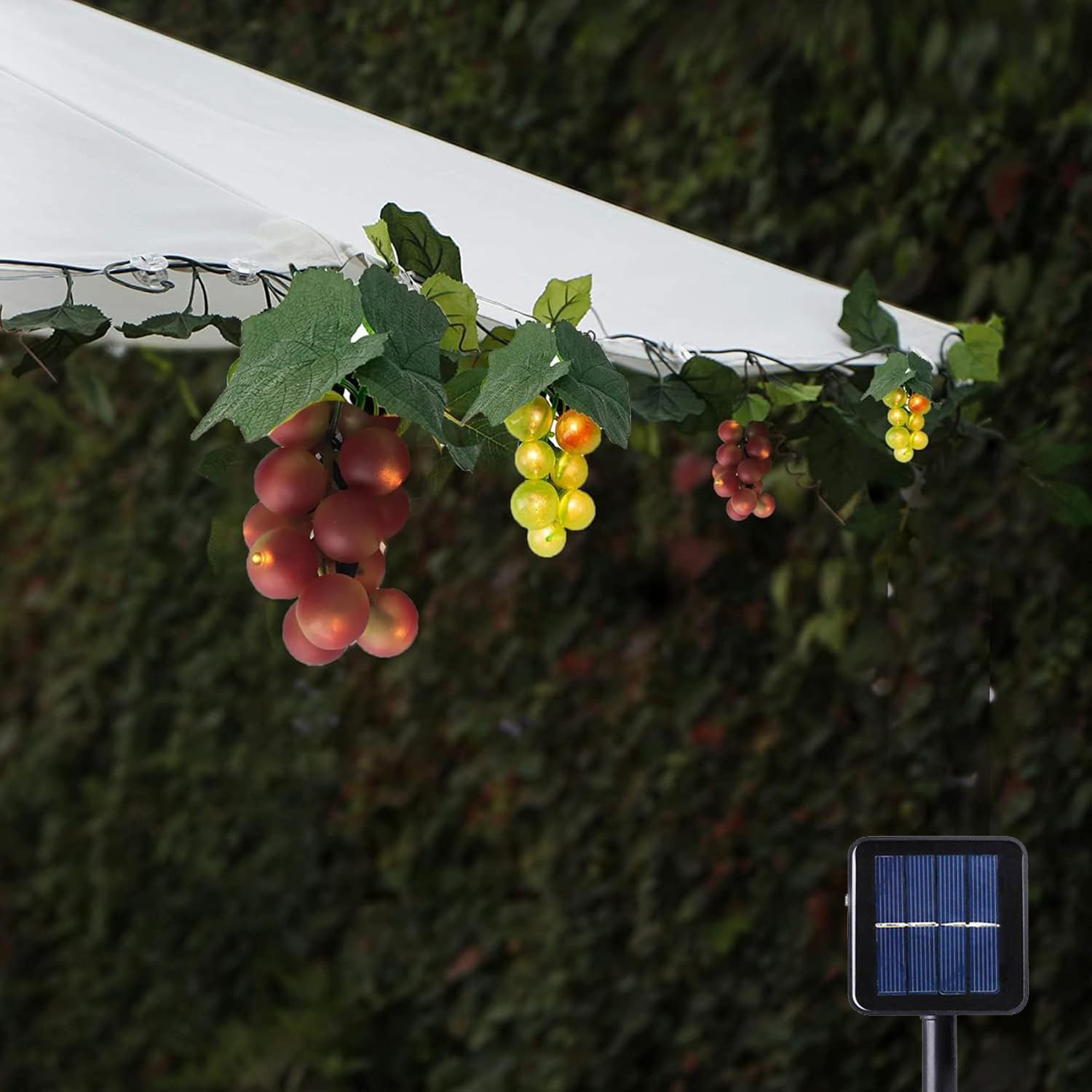 Solar Grape String Lights 80LED Artificial Fruit Fairy Vine Lamp Outdoor Waterproof Garden Fence Patio Wedding Party Warm White