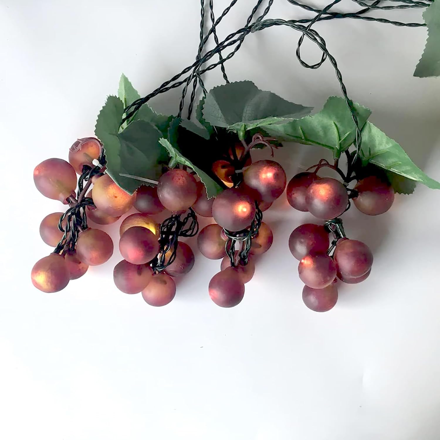 Solar Grape String Lights 80LED Artificial Fruit Fairy Vine Lamp Outdoor Waterproof Garden Fence Patio Wedding Party Warm White