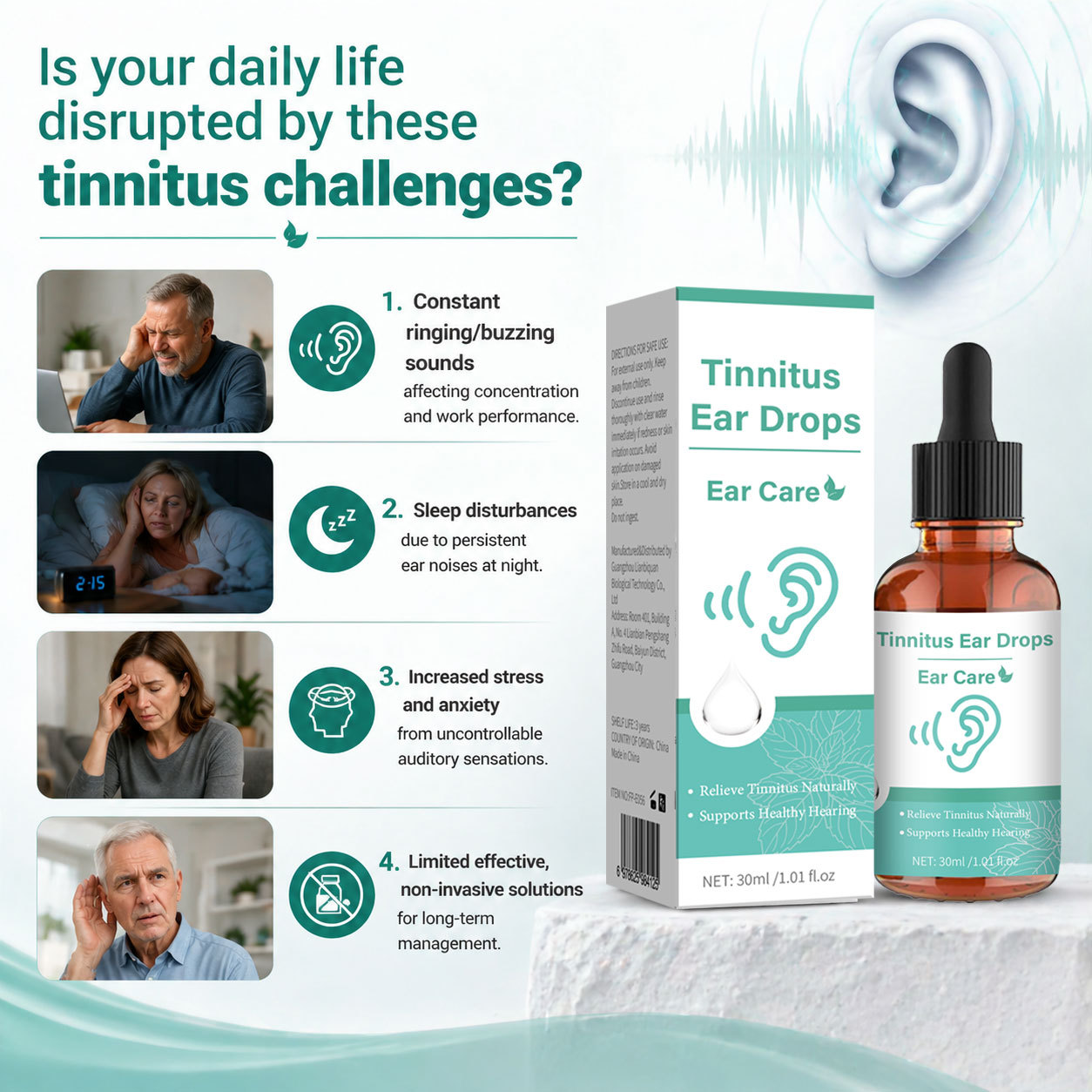 Ear Drops For Tinnitus Relief Soothing And Ear Canal Care Solution 30ml