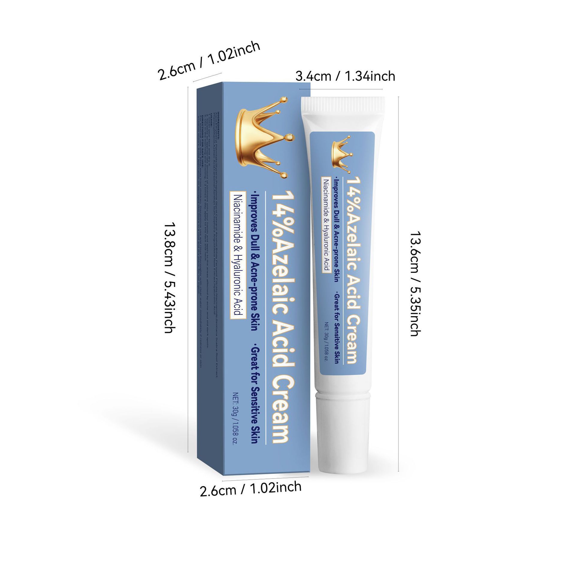 Azelaic Acid Cream Blemish Care Soothing Moisturizer For Acne Prone Skin Redness Relief And Pore Refining Daily Face Treatment 30g