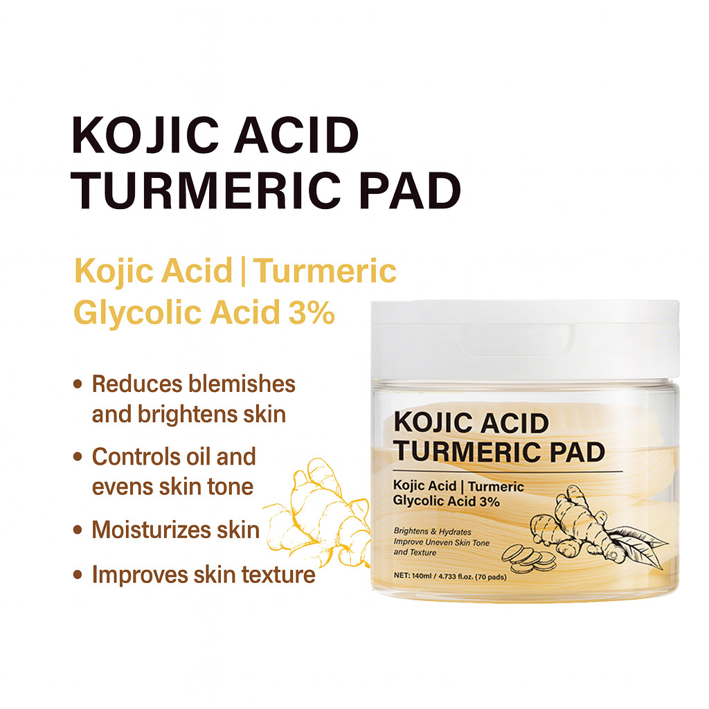 Kojic Acid Turmeric Purifying Toner Pads For Pore Deep Cleaning And Skin Soothing Daily Face Care