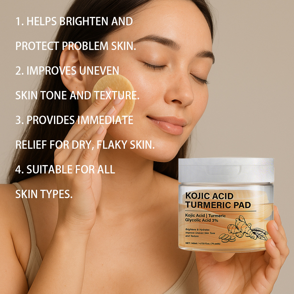 Kojic Acid Turmeric Purifying Toner Pads For Pore Deep Cleaning And Skin Soothing Daily Face Care