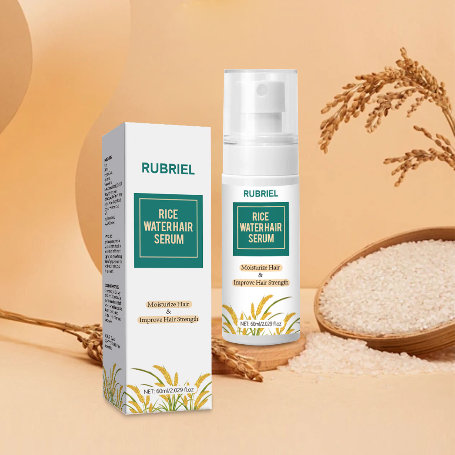 Rice Water Hair Serum Nourishing Strengthening Repairing For Dry Damaged Frizzy Hair Daily Scalp And Strand Care Treatment 60ml
