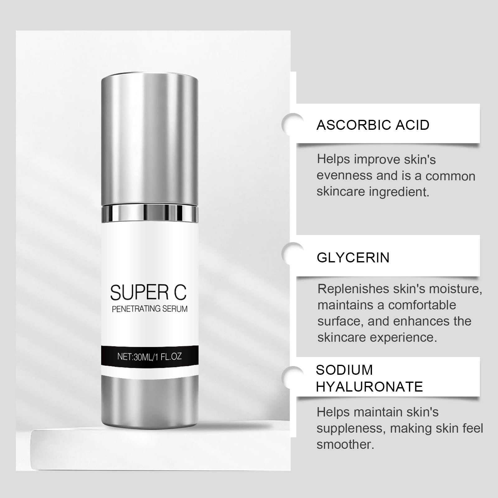 Vitamin C Skin Care Essence Liquid Mild Nourishing Hydrating Soft Comfortable Facial Skin Daily Beauty Care