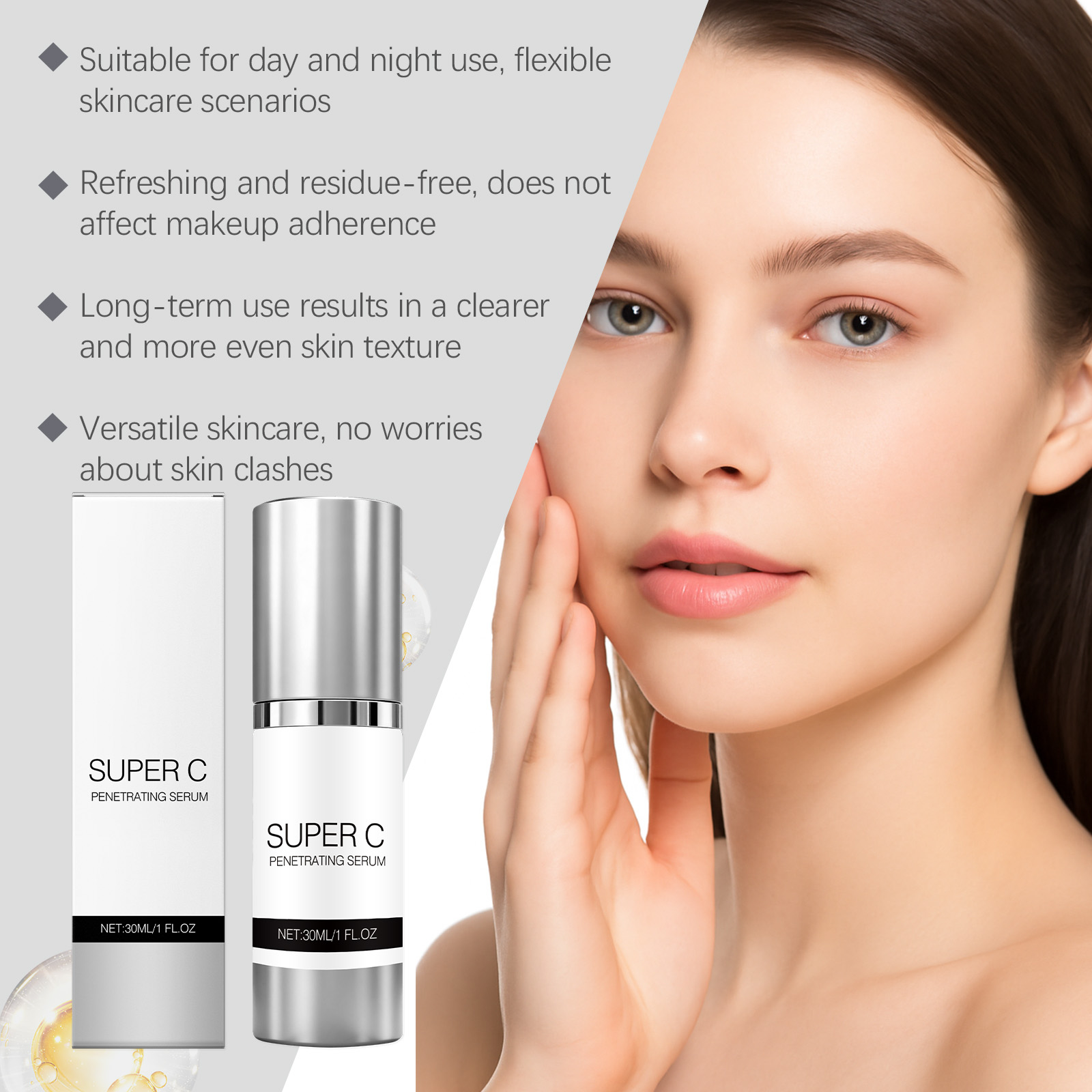 Vitamin C Skin Care Essence Liquid Mild Nourishing Hydrating Soft Comfortable Facial Skin Daily Beauty Care
