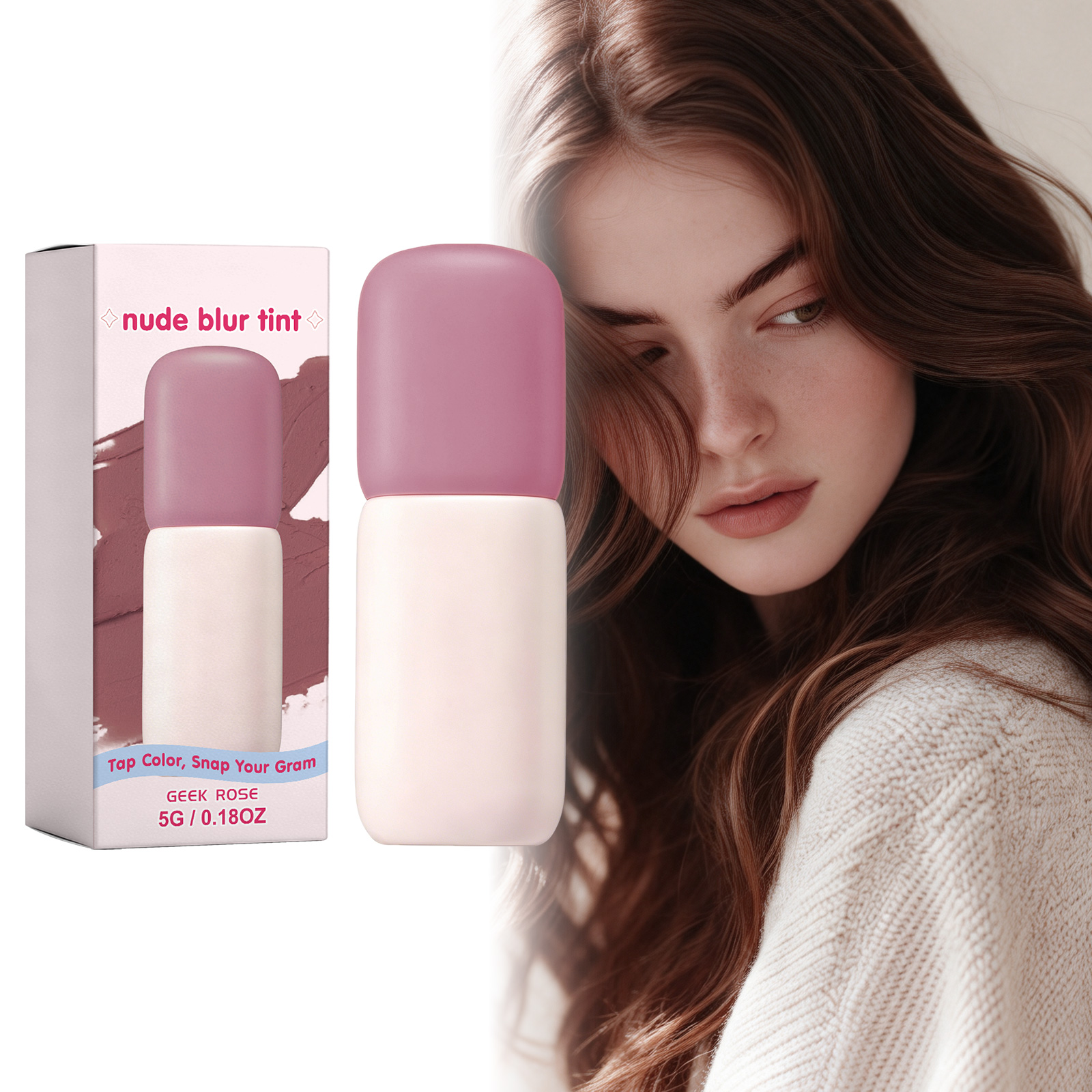 Matte Blush Lip Tint Gray Fig Rose Natural Makeup Effect Long Lasting Moisturizing Hydrating Facial Cosmetics