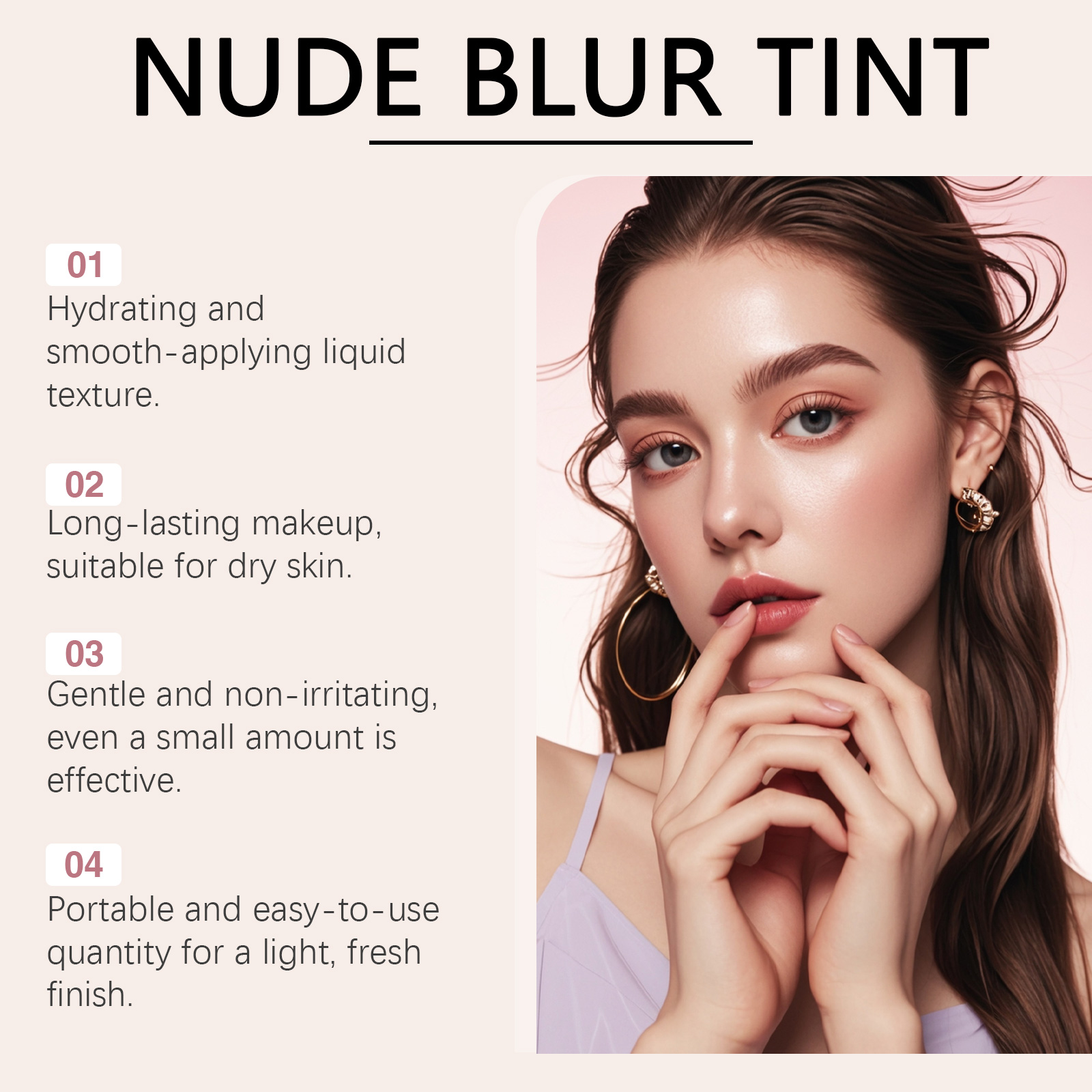 (Lovely Fig) Matte Blush Lip Tint Gray Fig Rose Natural Makeup Effect Long Lasting Moisturizing Hydrating Facial Cosmetics