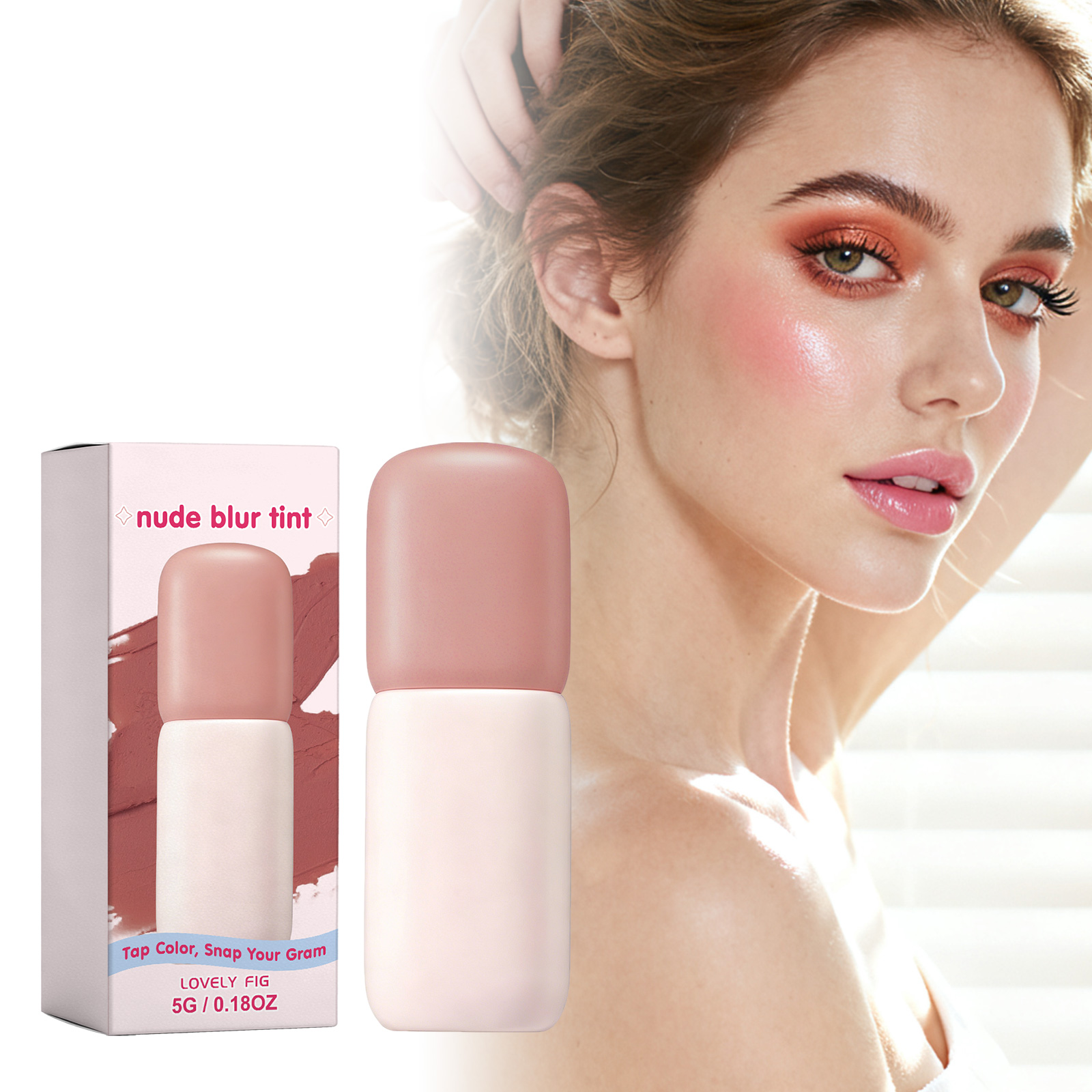 (Lovely Fig) Matte Blush Lip Tint Gray Fig Rose Natural Makeup Effect Long Lasting Moisturizing Hydrating Facial Cosmetics