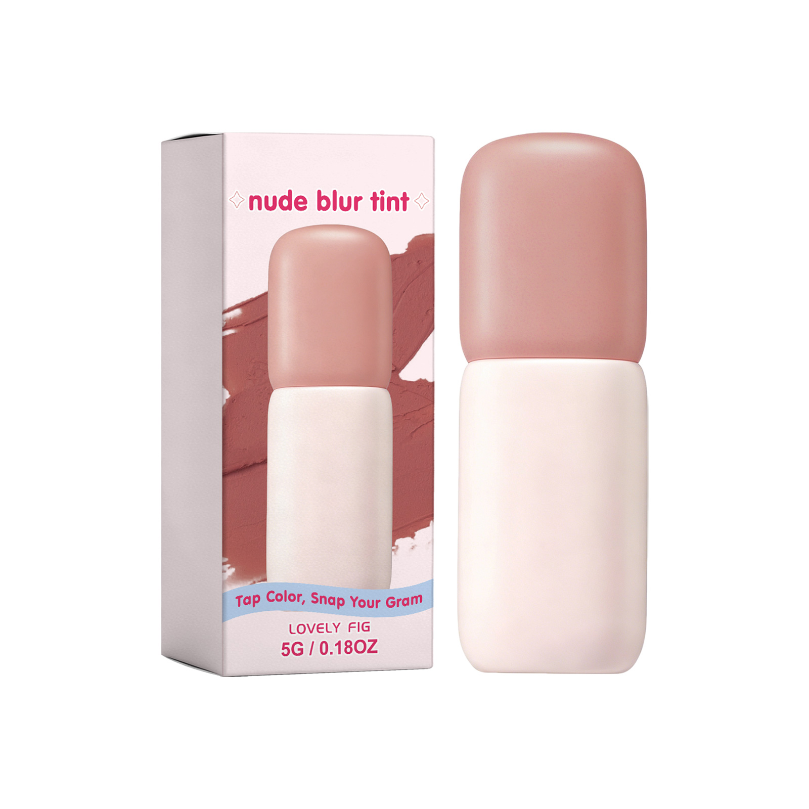 (Lovely Fig) Matte Blush Lip Tint Gray Fig Rose Natural Makeup Effect Long Lasting Moisturizing Hydrating Facial Cosmetics