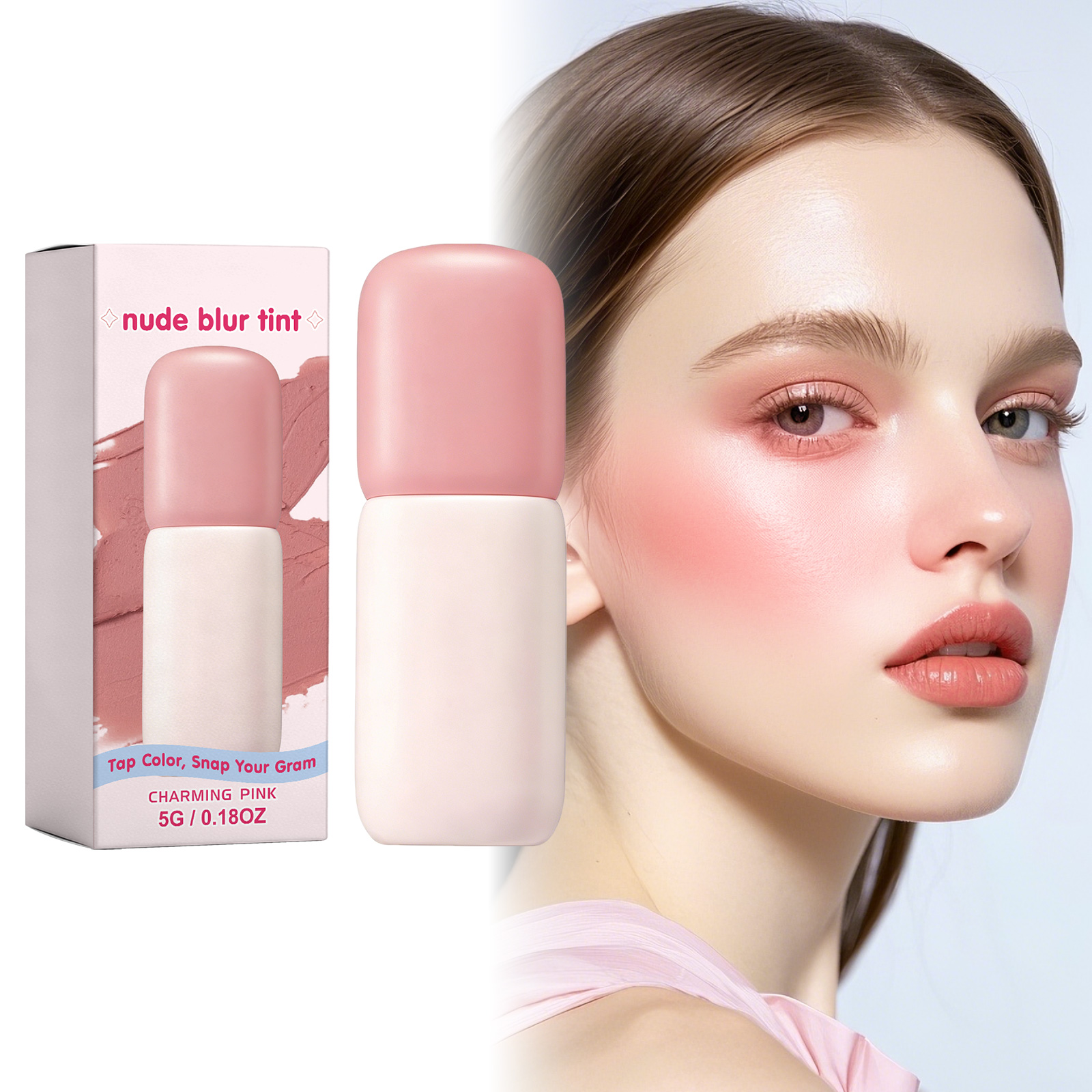 (Lovely Fig) Matte Blush Lip Tint Gray Fig Rose Natural Makeup Effect Long Lasting Moisturizing Hydrating Facial Cosmetics