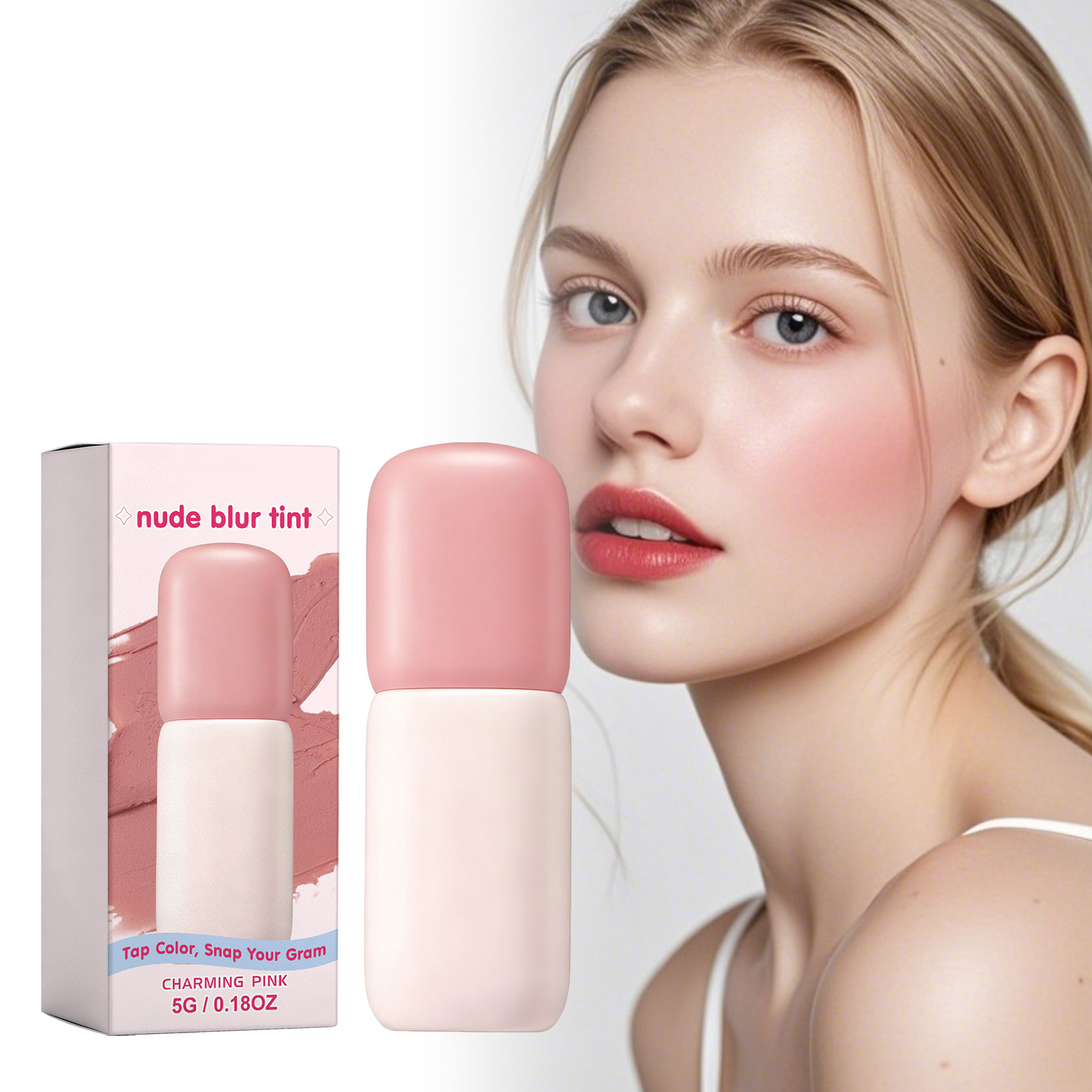 (Lovely Fig) Matte Blush Lip Tint Gray Fig Rose Natural Makeup Effect Long Lasting Moisturizing Hydrating Facial Cosmetics