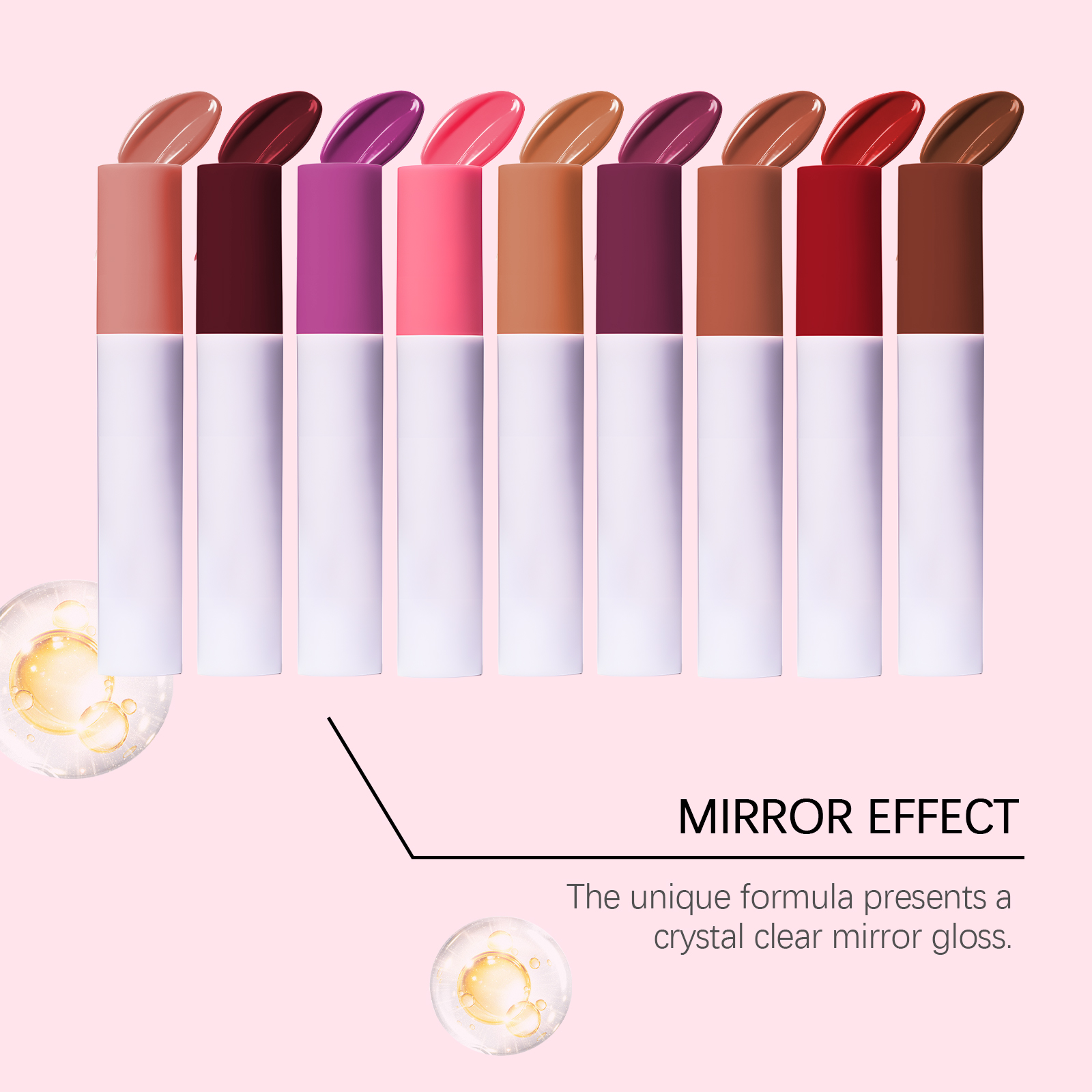 (LUCKY LOTUS) Mirror Gloss Hydrating Lip Oil Nourish Lip Skin Show Glossy Shine Moisturize Lip Care Serum