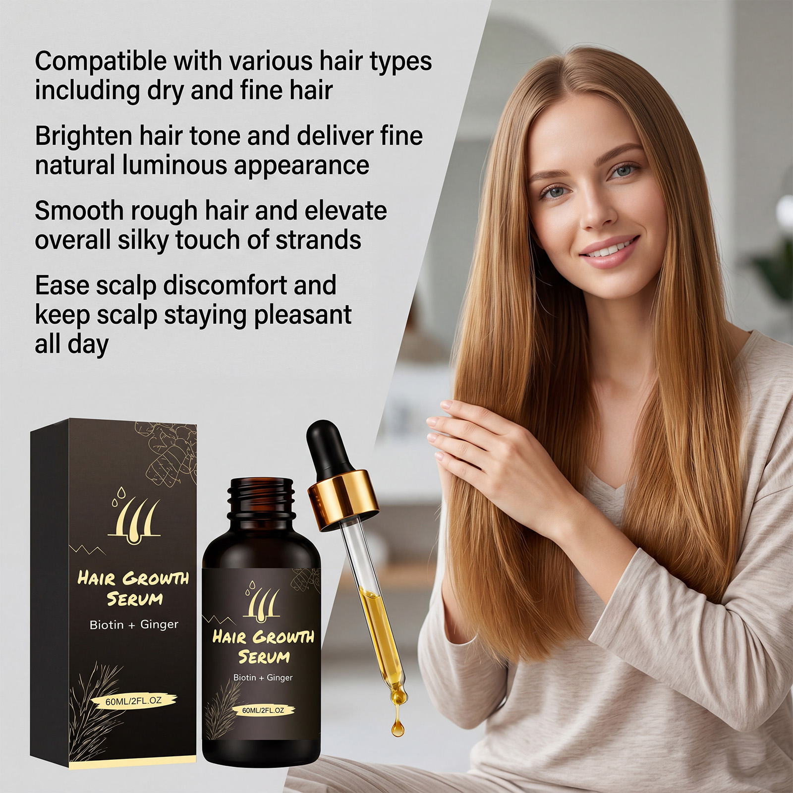 Hair Care Essence Supply Hair Nutrition Boost Shine Protect Scalp Strengthen Hair Light Texture Non Greasy