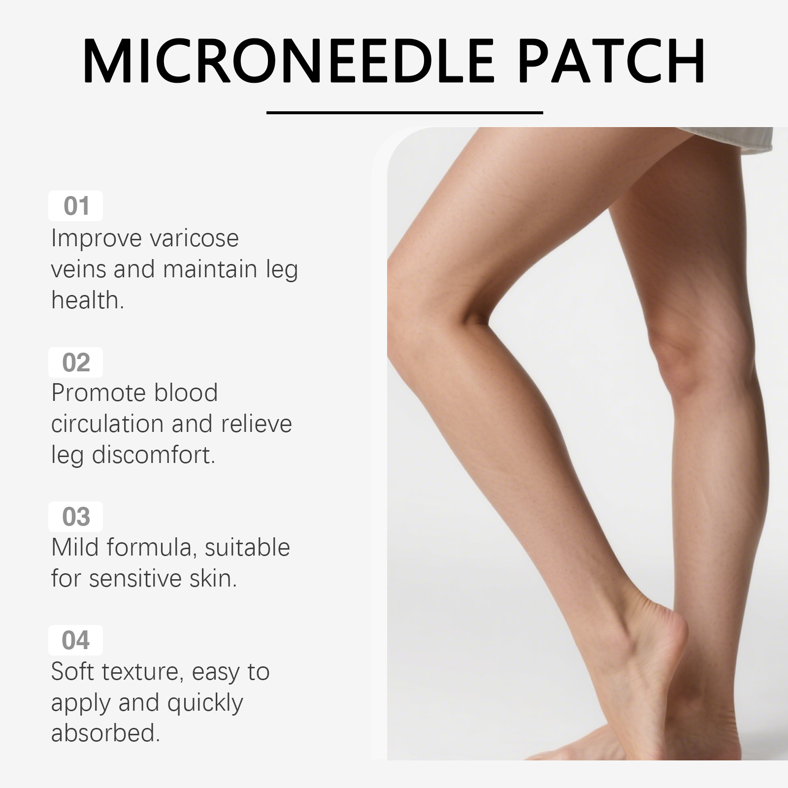 Leg Care Patch Mild Formula Light Texture Comfort Skin Portable Easy To Use For Leg Skincare