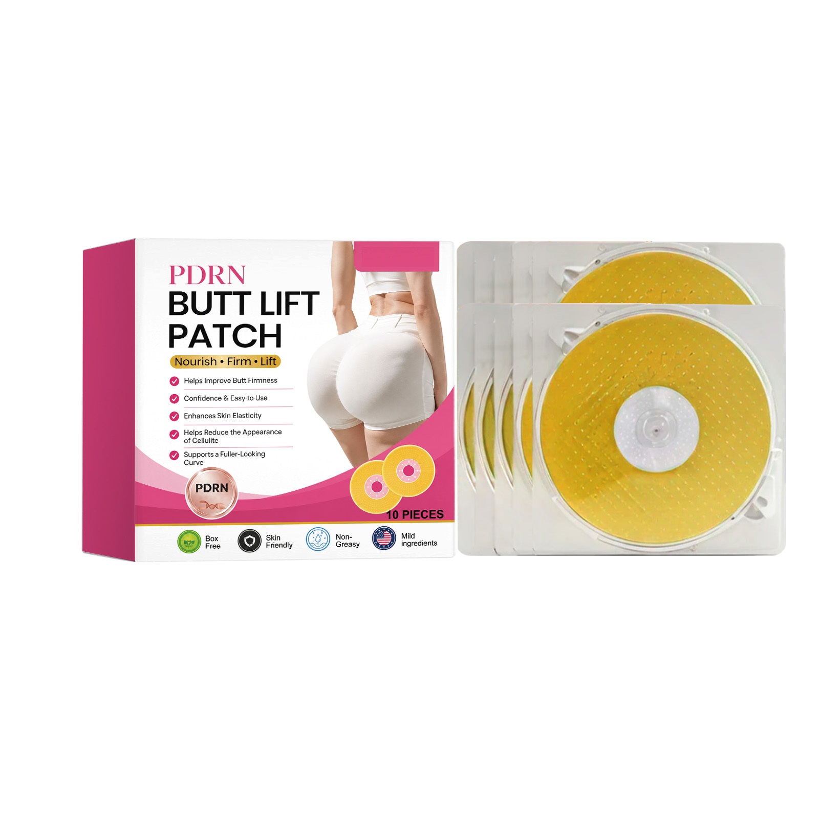 Buttock Care Patch Fit Curve Boost Buttock Elasticity Thin Close Breathable Skin Hydrate