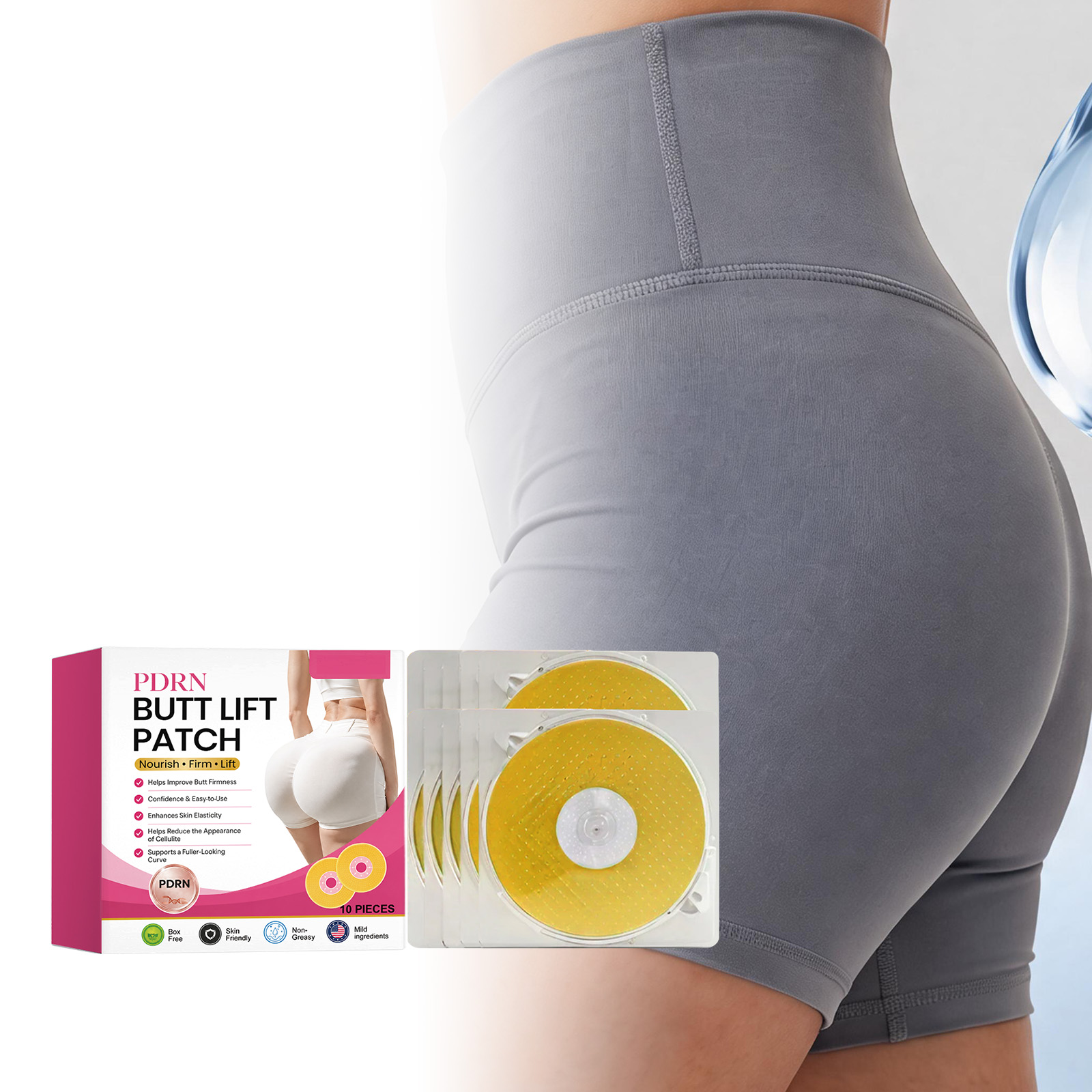 Buttock Care Patch Fit Curve Boost Buttock Elasticity Thin Close Breathable Skin Hydrate