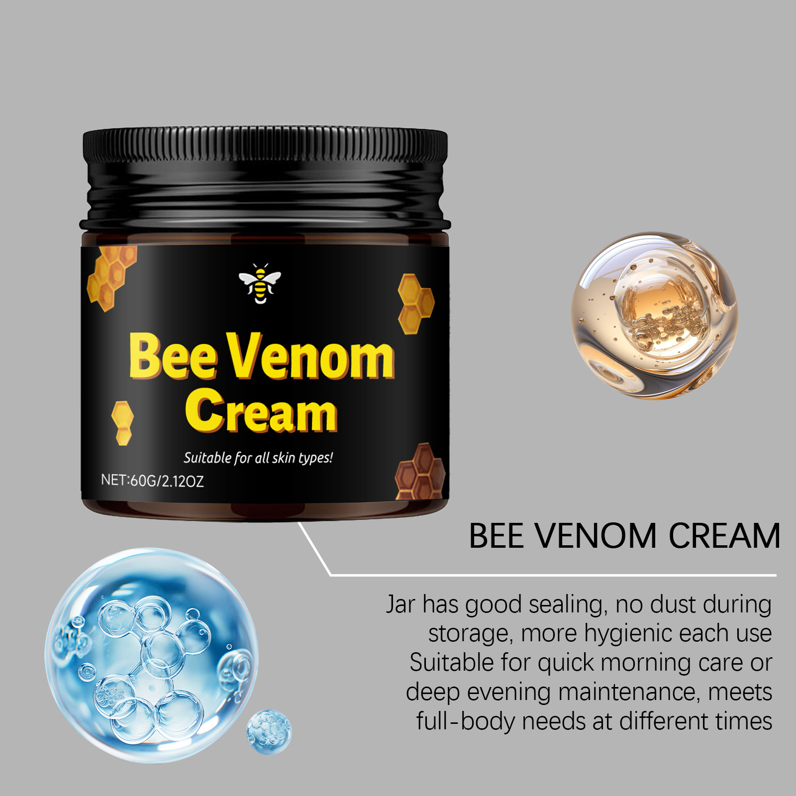 Bee Venom Care Cream Moist Gentle Hydrate Smooth Moisturize Easy Smear Body Skin Daily Care Lotion
