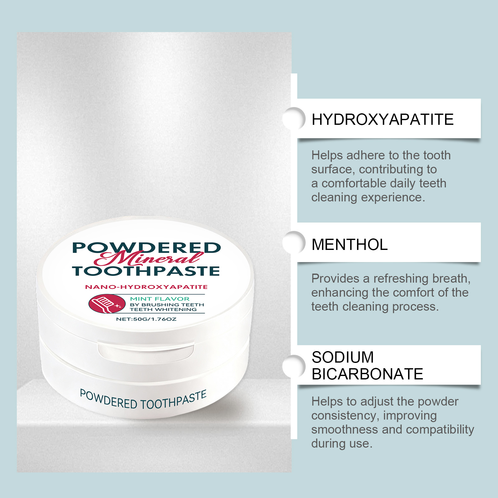 Brightening Care Dental Powder Fine Texture Mint Fresh Portable Multi Scenario Breath Freshen Oral Cleaning