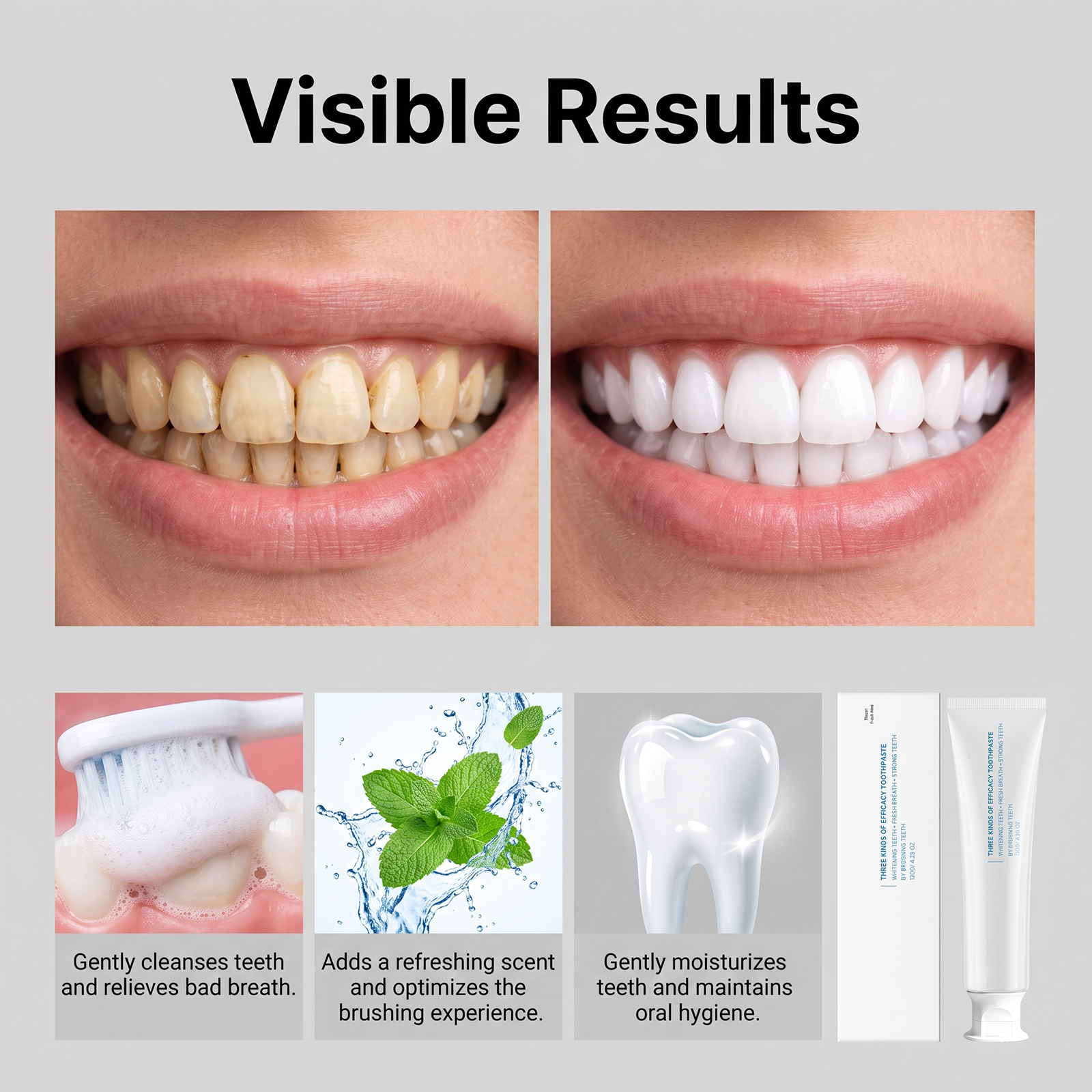 Fresh Toothpaste Daily Care Maintain Tooth Surface Stain Yellow Adherent Residue Portable Oral Care