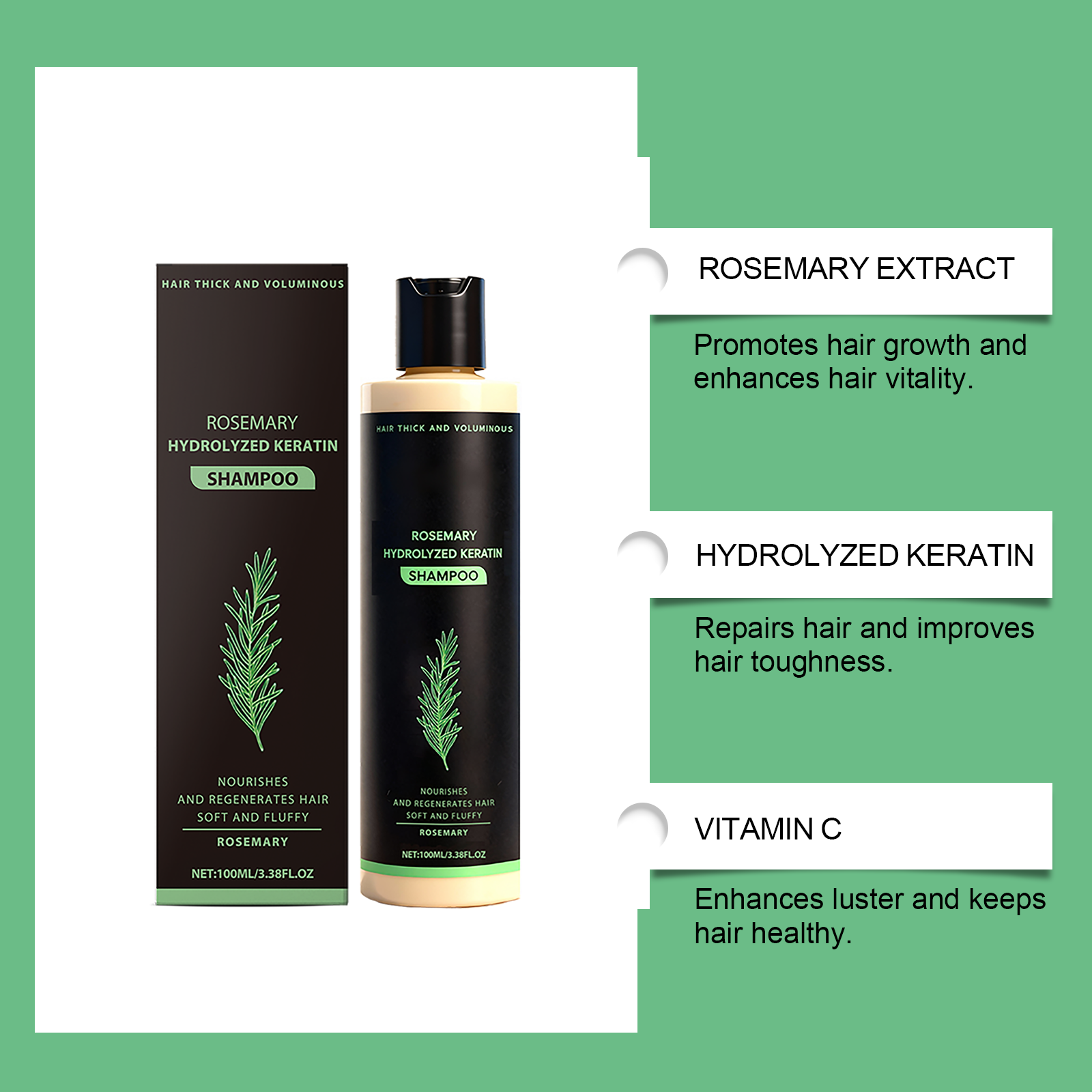 Rosemary Shampoo Moisturizing Cleansing Scalp Hair Refreshing Soft Herbal Extract Light Floating Hair Care Product