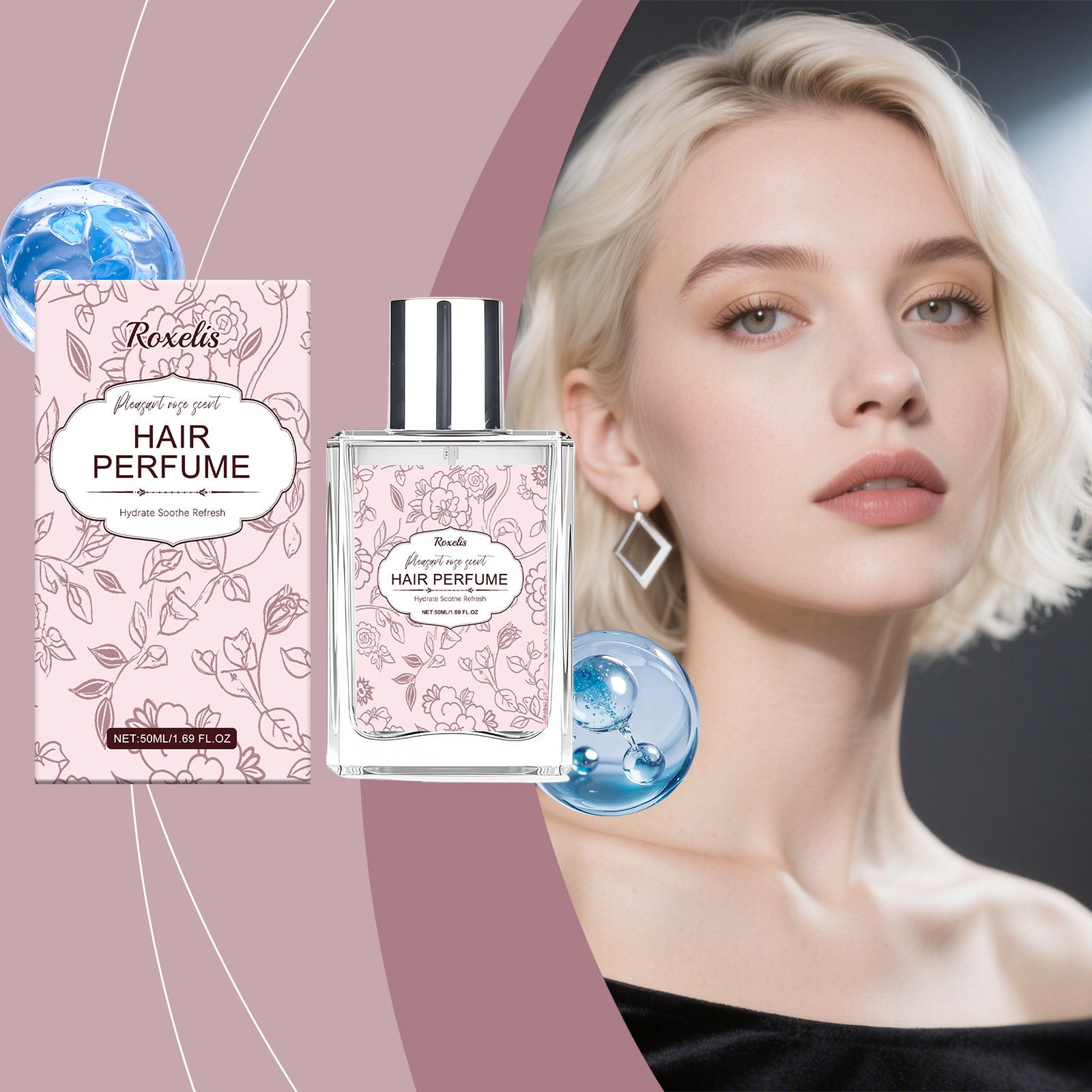 Soft Rose Scent Hair Fragrance Mild Natural Fresh Elegant Light Perfume Daily Portable Hair Fragrance Spray