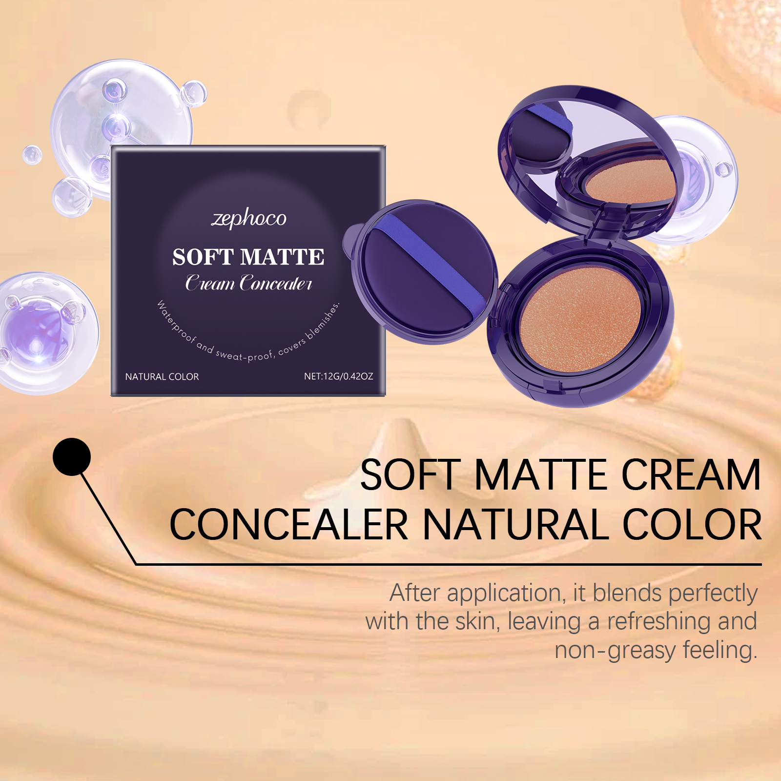 Moisturizing Concealer Cushion Maintains Long Wear Covers Skin Blemishes Creates Natural Bare Skin Makeup Look