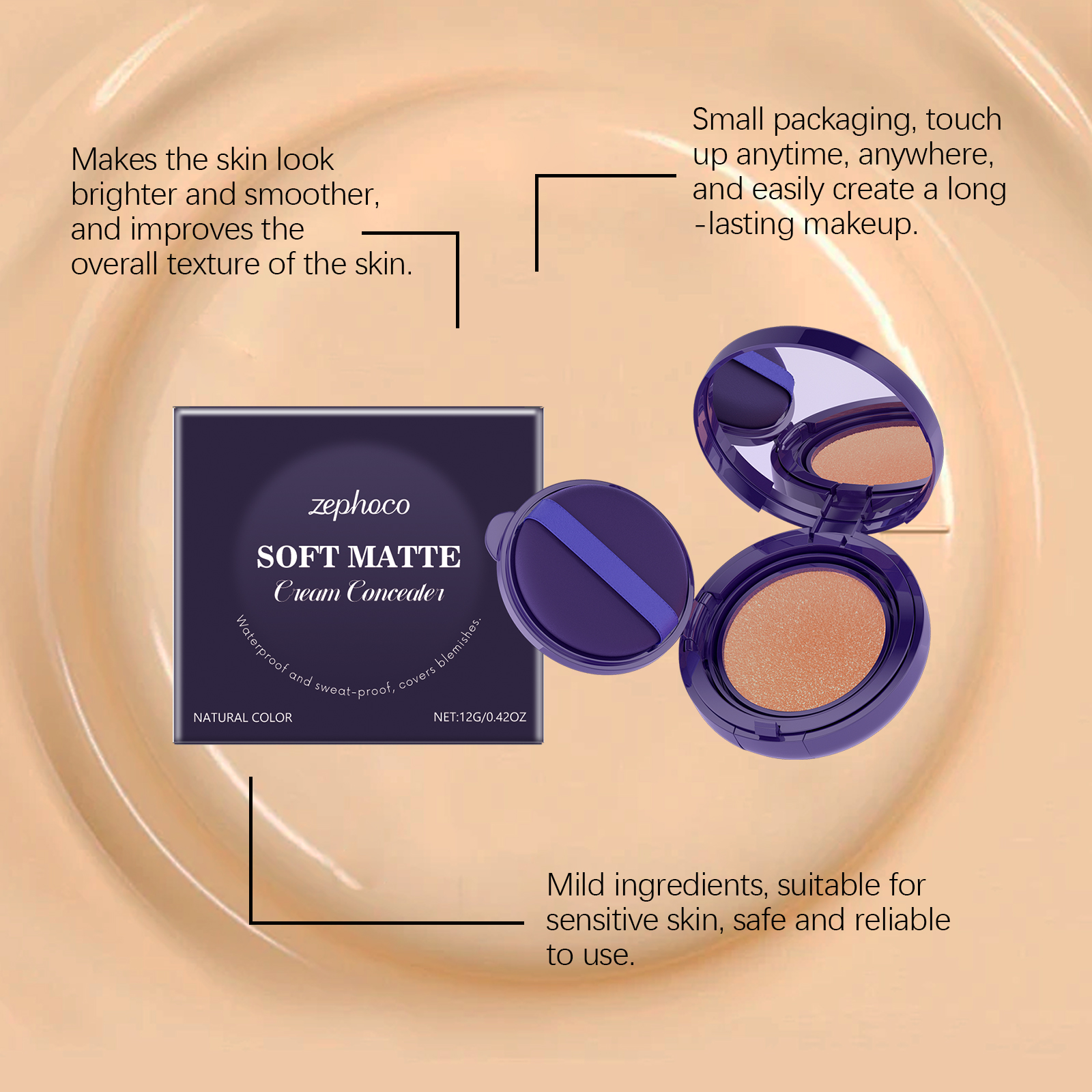 Moisturizing Concealer Cushion Maintains Long Wear Covers Skin Blemishes Creates Natural Bare Skin Makeup Look