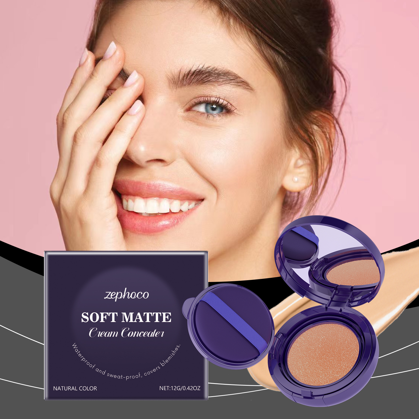 Moisturizing Concealer Cushion Maintains Long Wear Covers Skin Blemishes Creates Natural Bare Skin Makeup Look