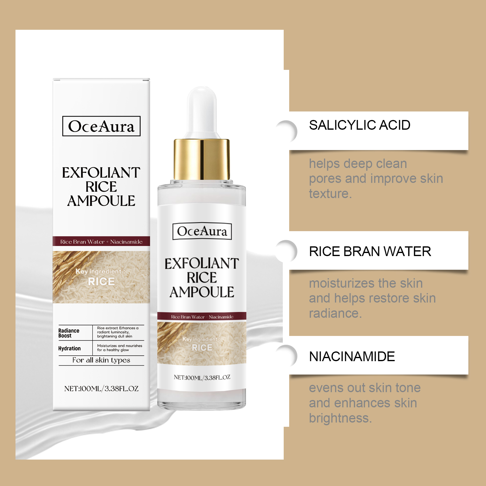 Rice Moisturizing Exfoliating Liquid Nourishes Hydrates Gently Exfoliates Protects Tender Skin Moisturizing Lotion