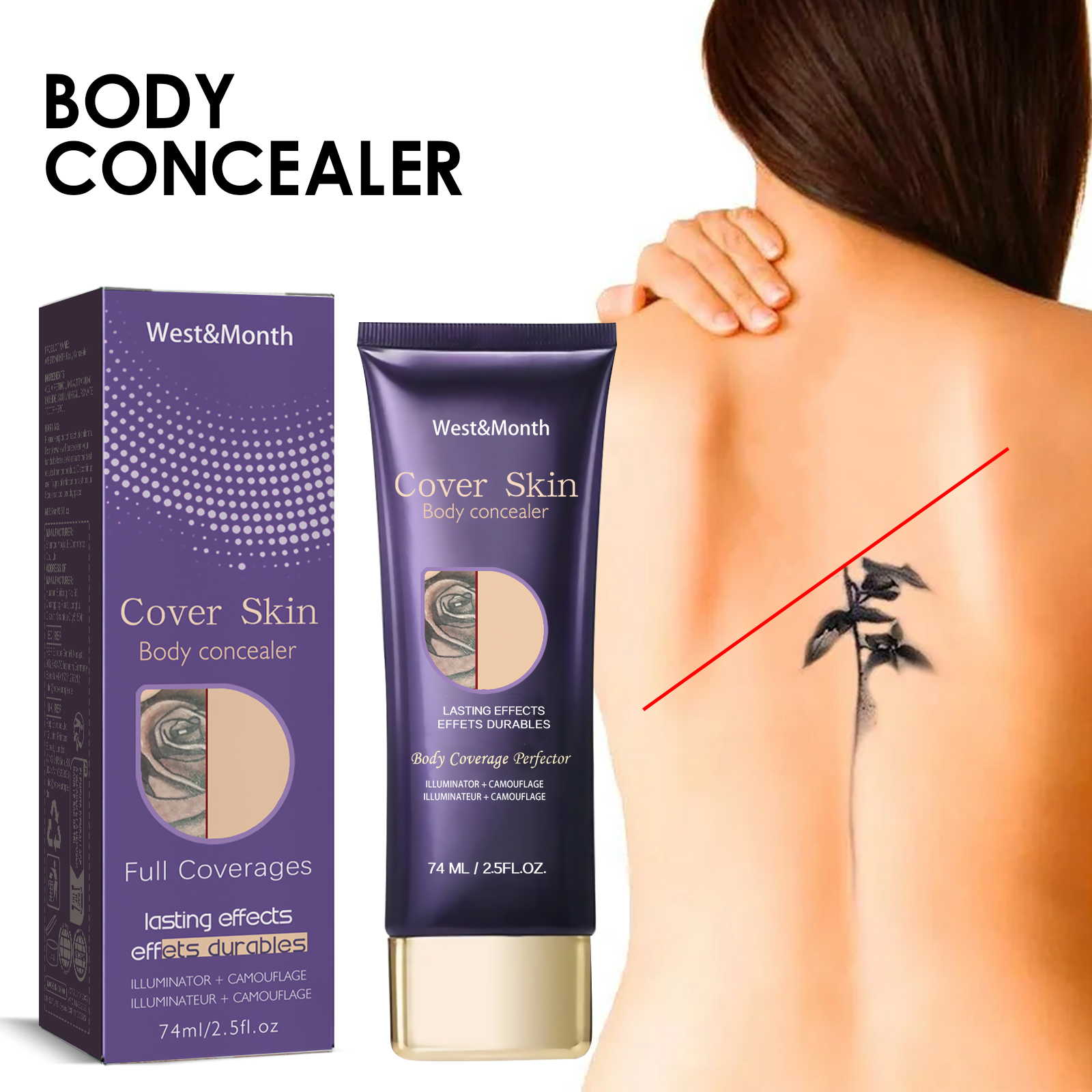 Body Concealer Cream Waterproof Camouflage For Tattoos Scars Birthmarks Veins And Uneven Skin Tone Daily Coverage
