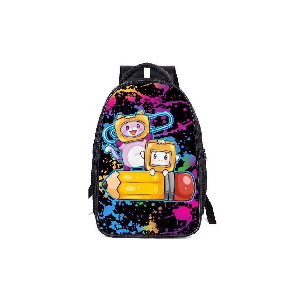 Lankybox Backpack 3D Printing Casual School Bags Daypack Bookbag Shoulder Bag Cartoon Anime School Supplies For Teenagers Girls Blue