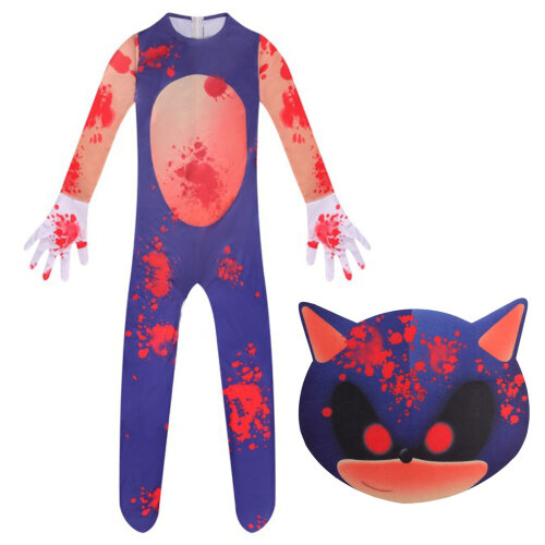 Halloween Sonic Cosplay Costume Kid Cartoon Jumpsuit Party Nightclub Fancy
