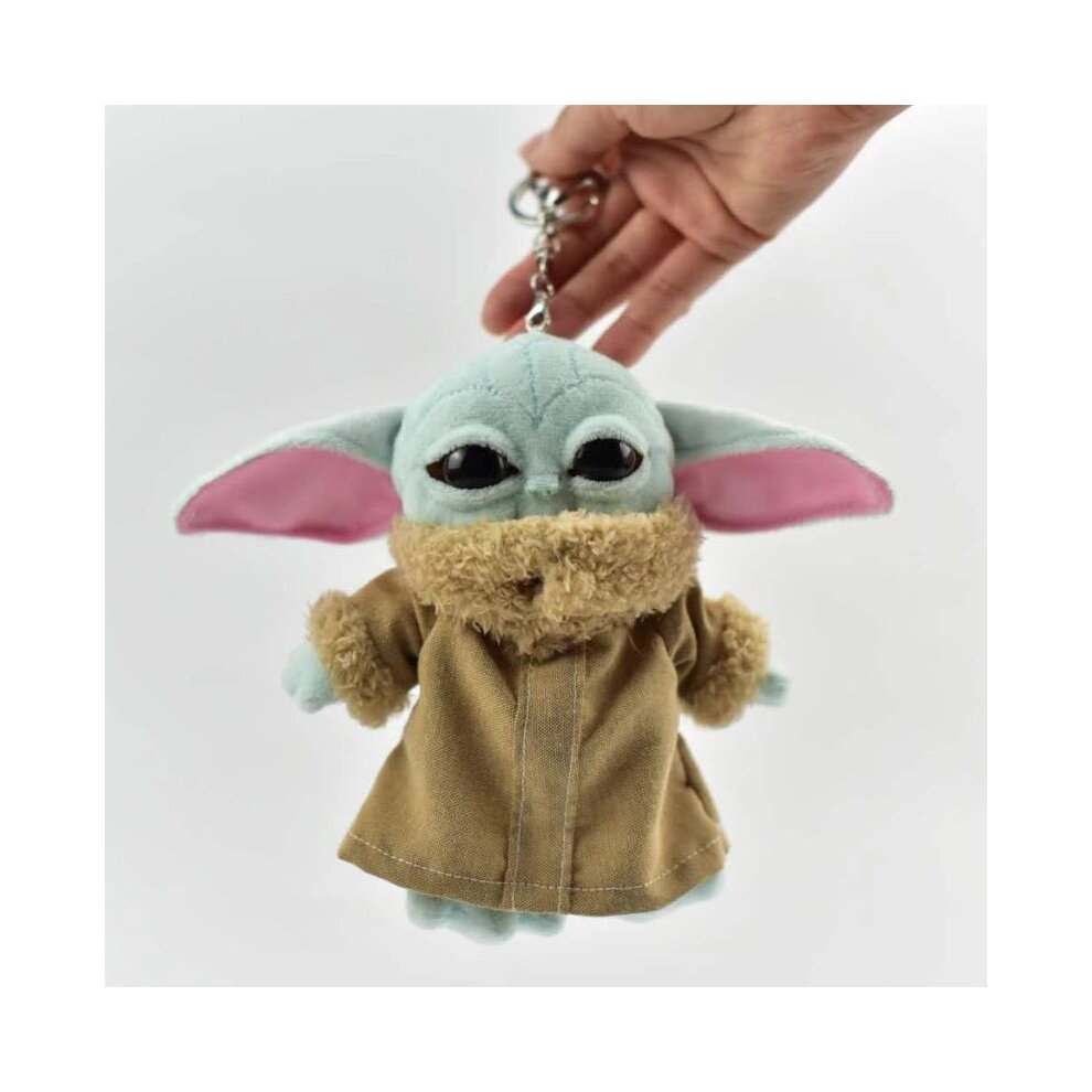 (Blue 15cm) Baby Yoda Plush Doll Stuffed Toy Keychain Grogu Mandalorian Star Wars Jedi
