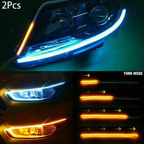 2x Sequential LED Strip Turn Signal Indicator DRL Daytime Running Lights for Car