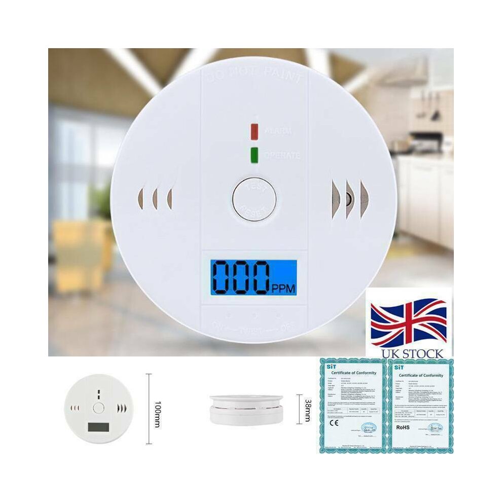 (1 PC) Carbon Monoxide Detector Portable Co Alarm Battery Operated with Digital LCD Display Flashing Warning Home Office Garage School Hotel Commercial Indoor Outdoor Use