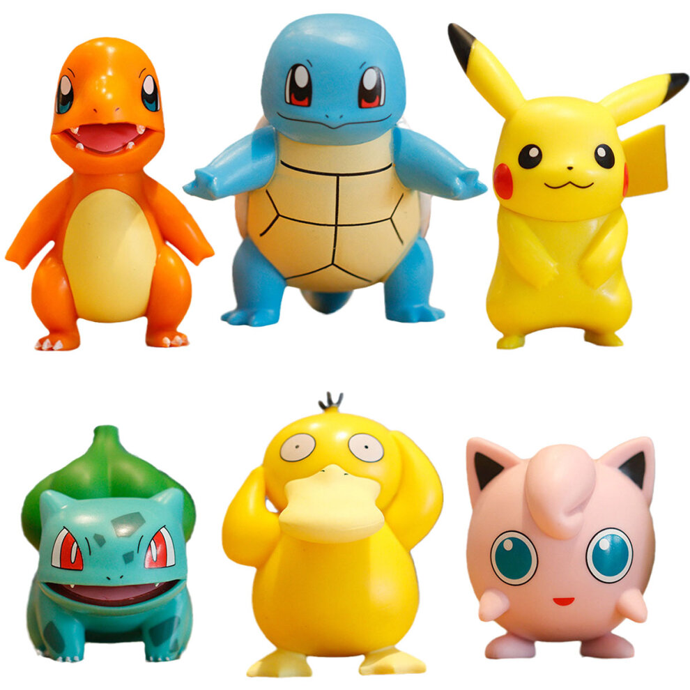 Pokemon Action Figures Mini Monster Pikachu Toy 6 Pcs Collection Toy Set Anime Party Favor Supplies Cake Topper Model Kids Gift