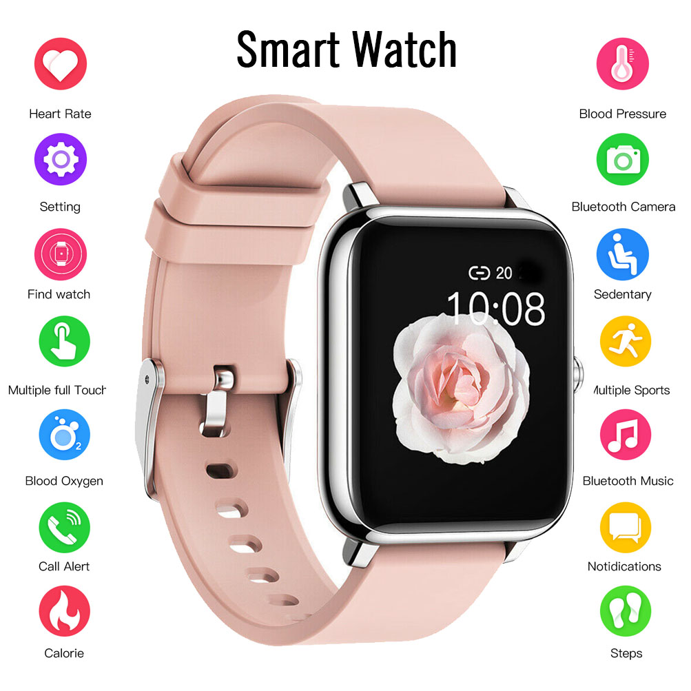 Smart Watch Sport Clock Fitness Tracker Bracelet Heart Rate Monitor Sleep IP67 Smartwatch for Android IOS Women Pink