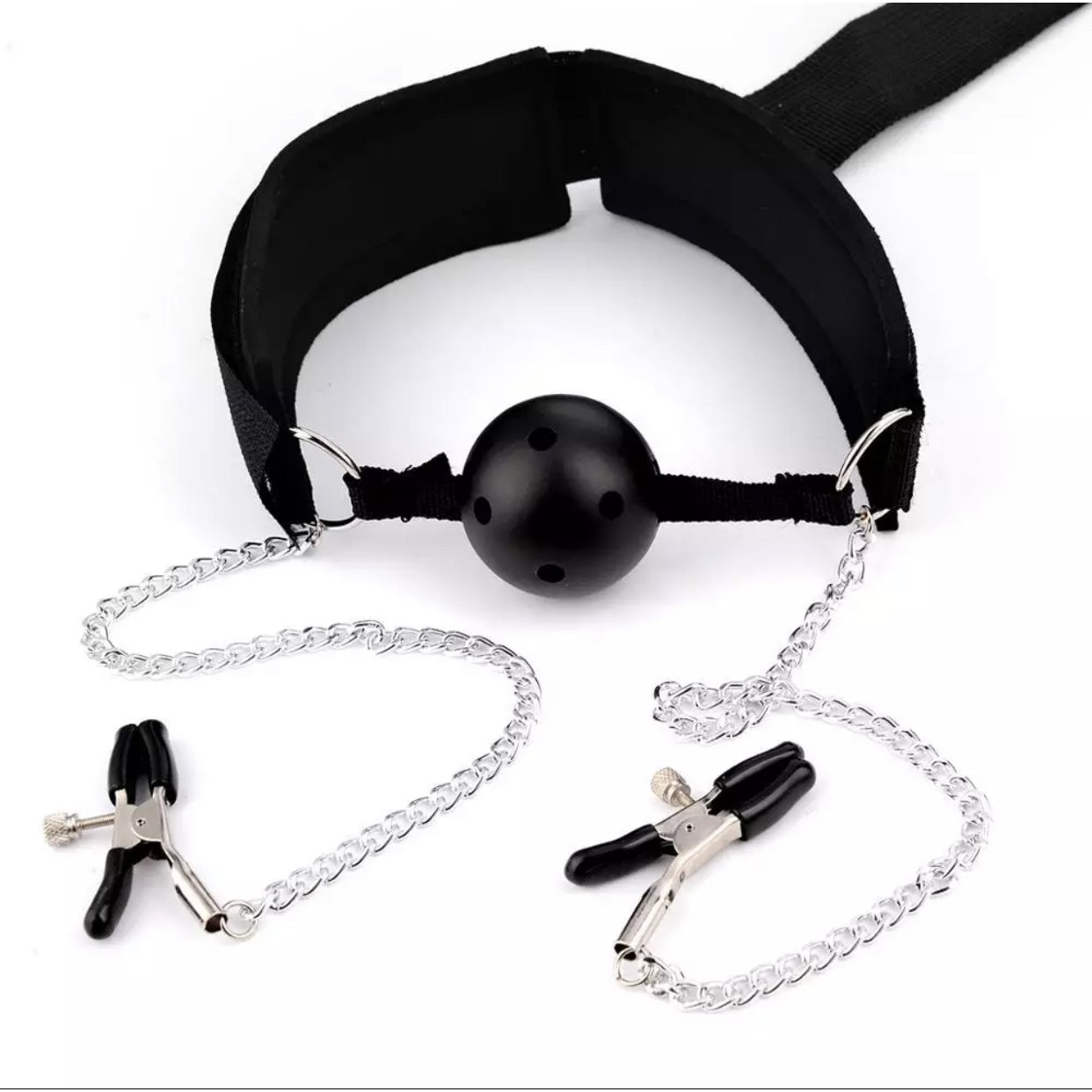 Bondage Restraint Back Handcuffs Adult Products BDSM Sex Toys with Mouth Gag and Nipple Clamps Beginner Couple SM Sex Game Device Gift for Lover